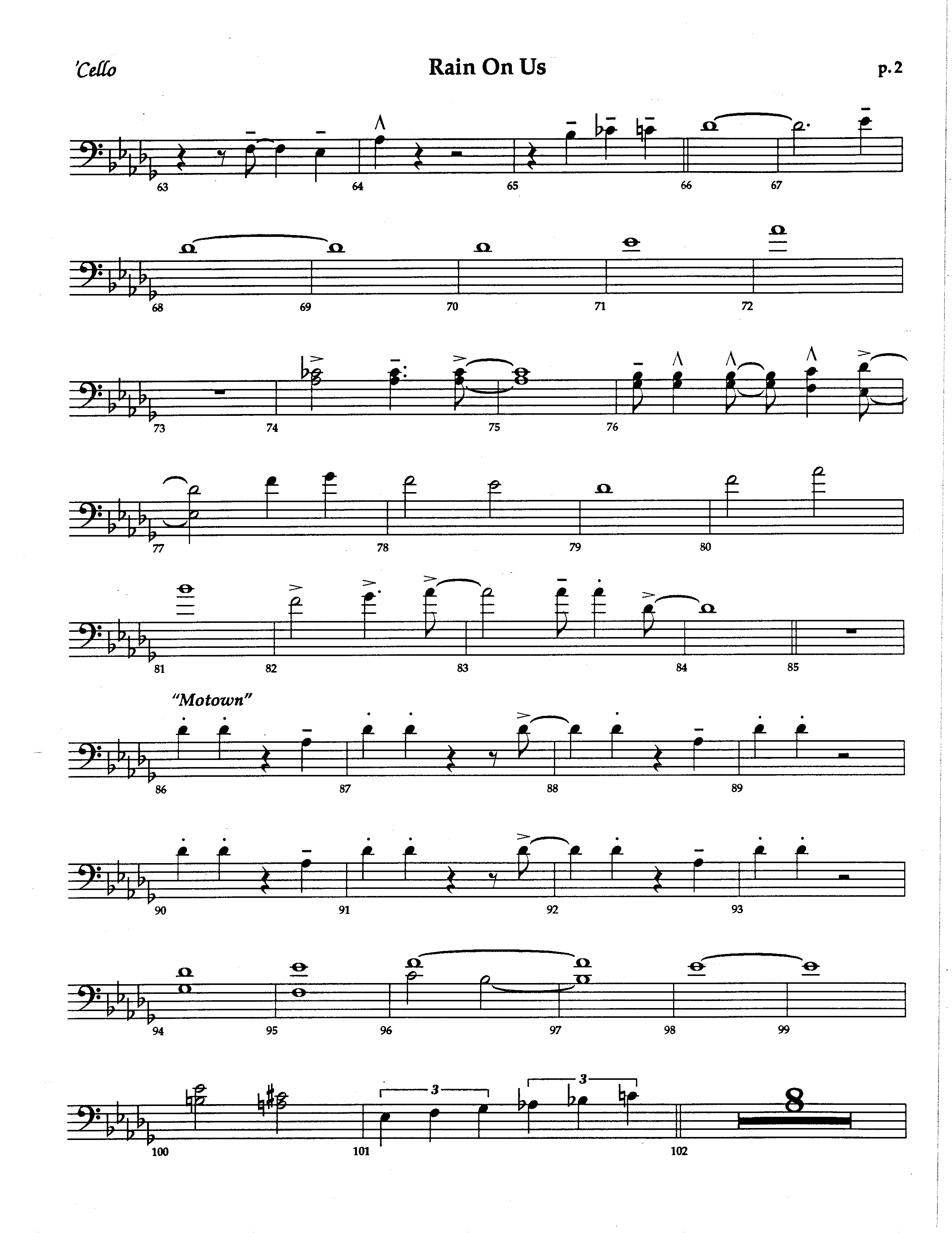 Rain On Us (Choral Anthem SATB) Cello (The Brooklyn Tabernacle Choir / Arr. Carol Cymbala / Orch. Dan Cleary)