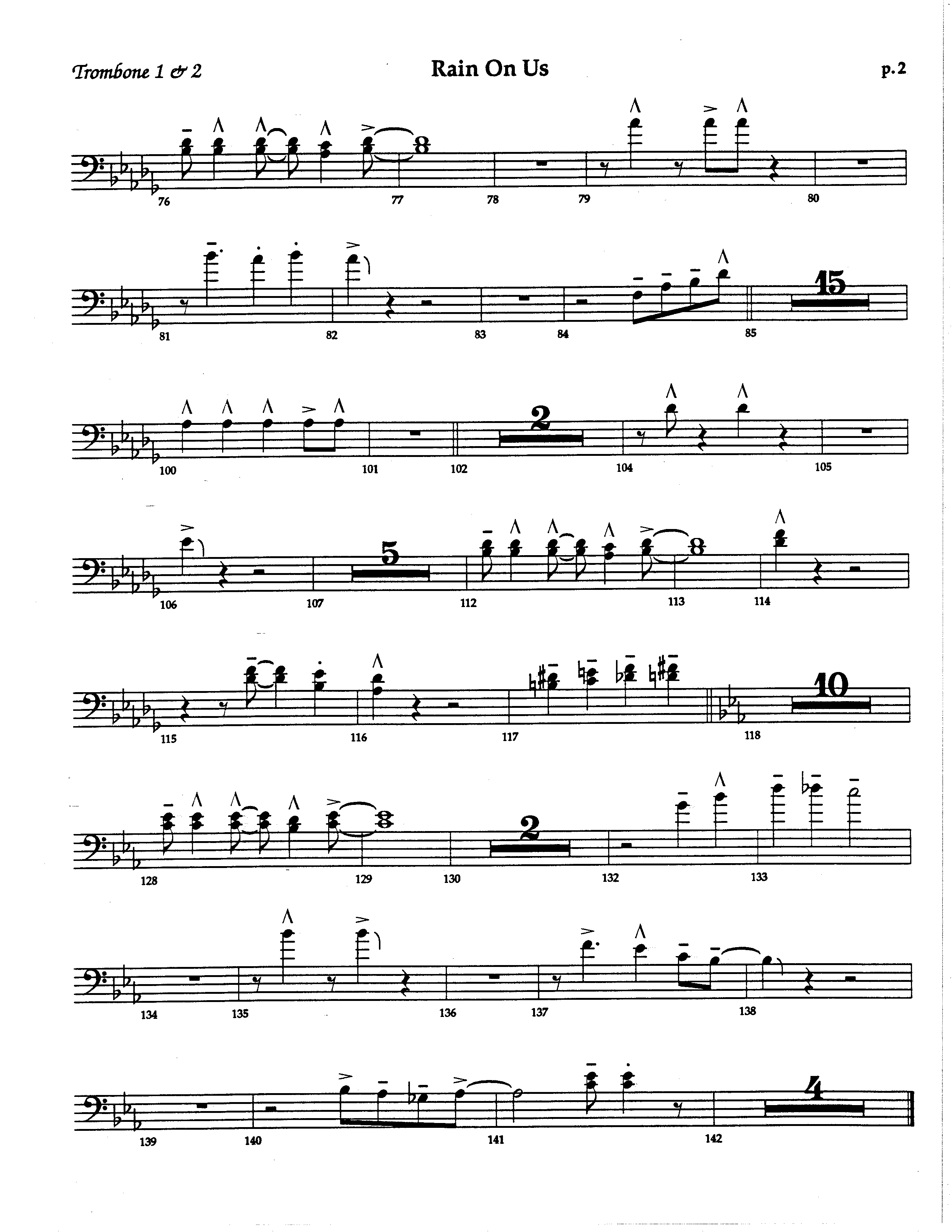 Rain On Us (Choral Anthem SATB) Trombone 1/2 (The Brooklyn Tabernacle Choir / Arr. Carol Cymbala / Orch. Dan Cleary)