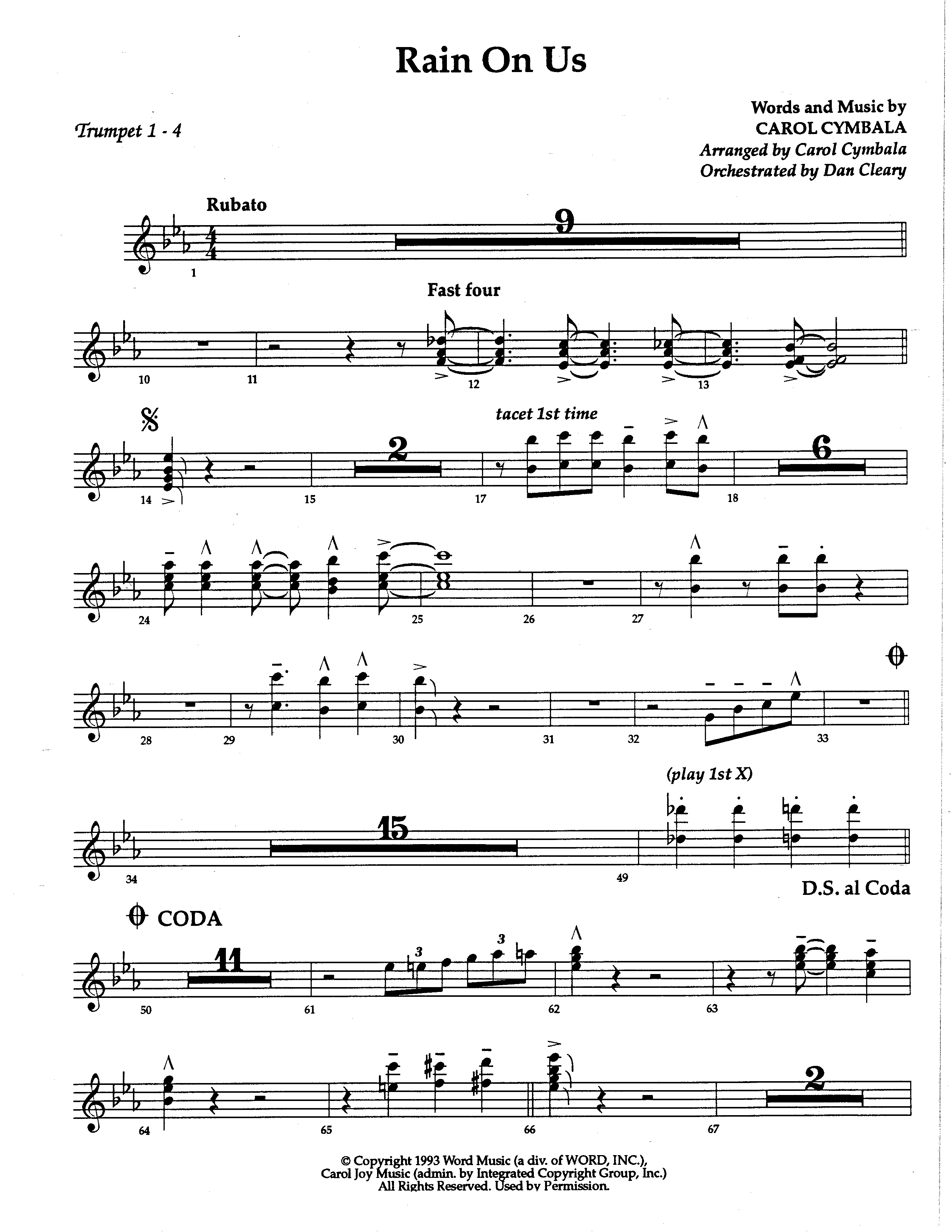 Rain On Us (Choral Anthem SATB) Trumpet (The Brooklyn Tabernacle Choir / Arr. Carol Cymbala / Orch. Dan Cleary)