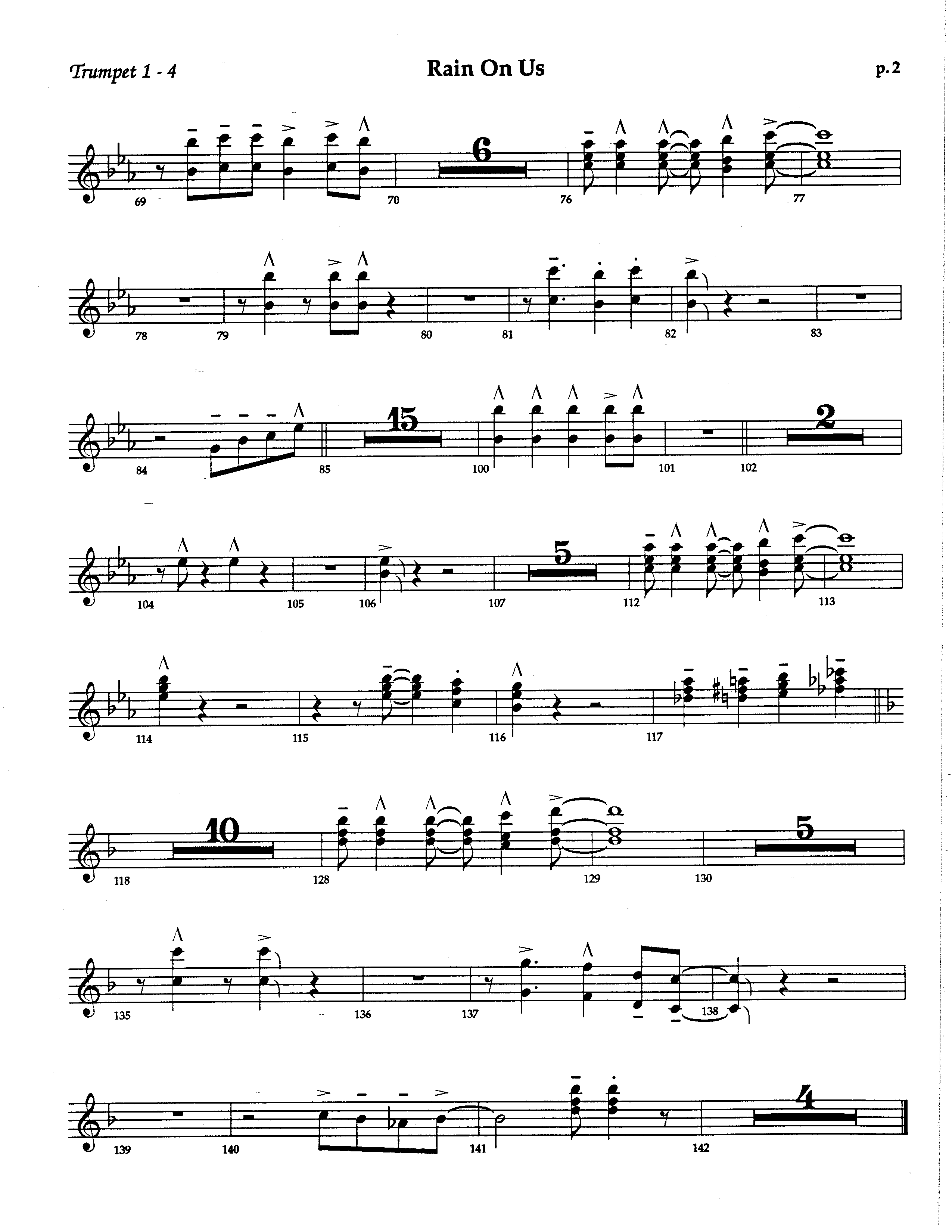 Rain On Us (Choral Anthem SATB) Trumpet (The Brooklyn Tabernacle Choir / Arr. Carol Cymbala / Orch. Dan Cleary)
