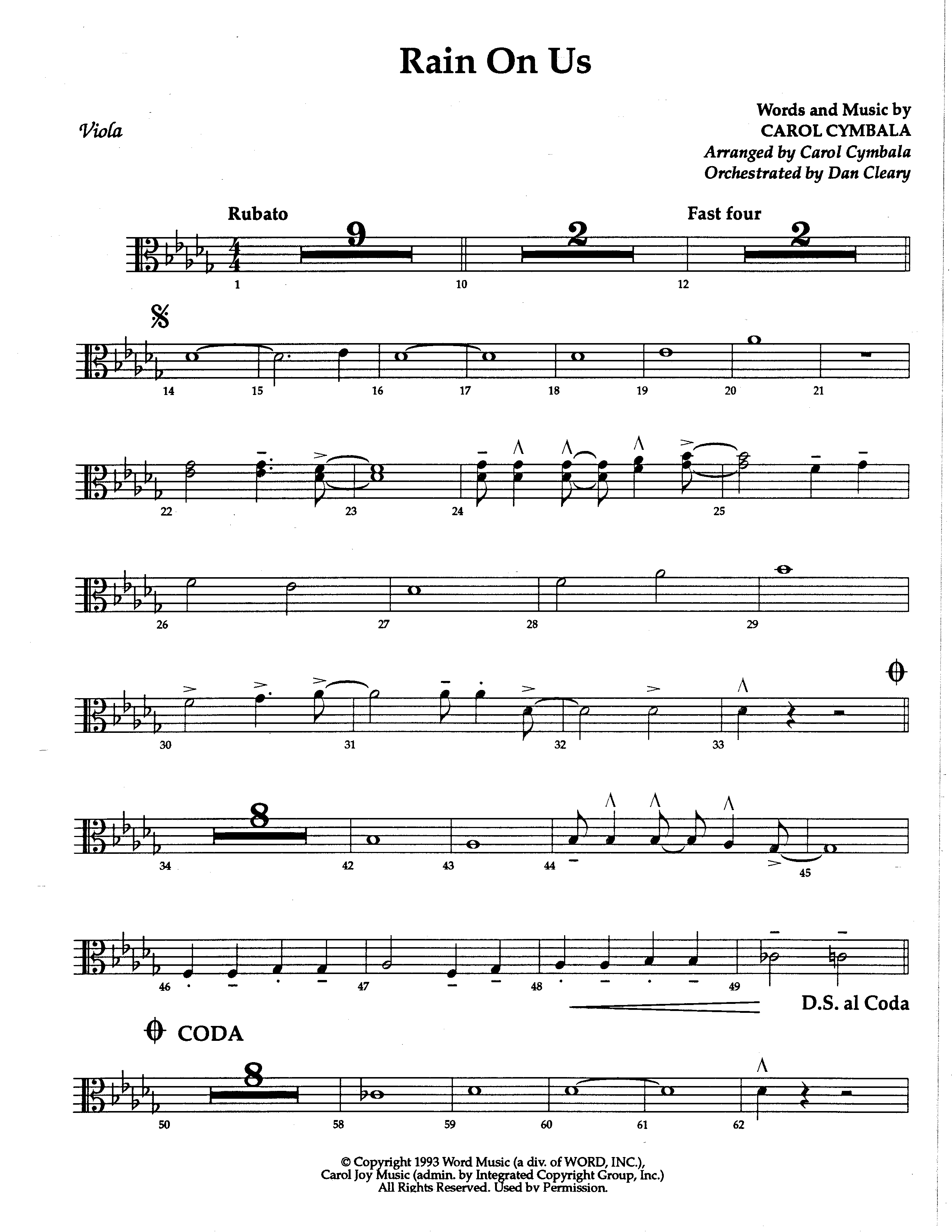 Rain On Us (Choral Anthem SATB) Viola (The Brooklyn Tabernacle Choir / Arr. Carol Cymbala / Orch. Dan Cleary)