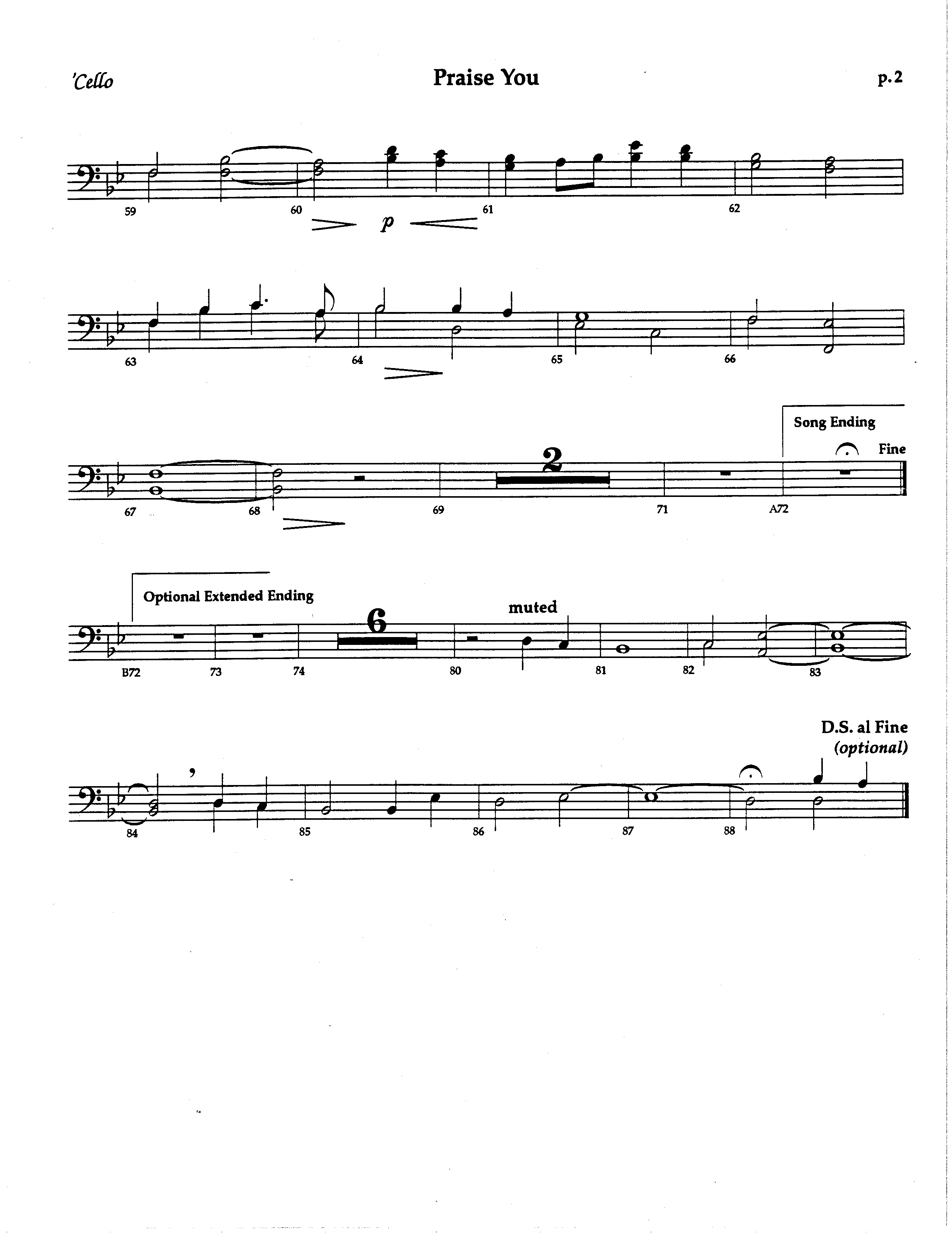 Praise You (Choral Anthem SATB) Cello (The Brooklyn Tabernacle Choir / Arr. Carol Cymbala / Orch. Lari Goss)