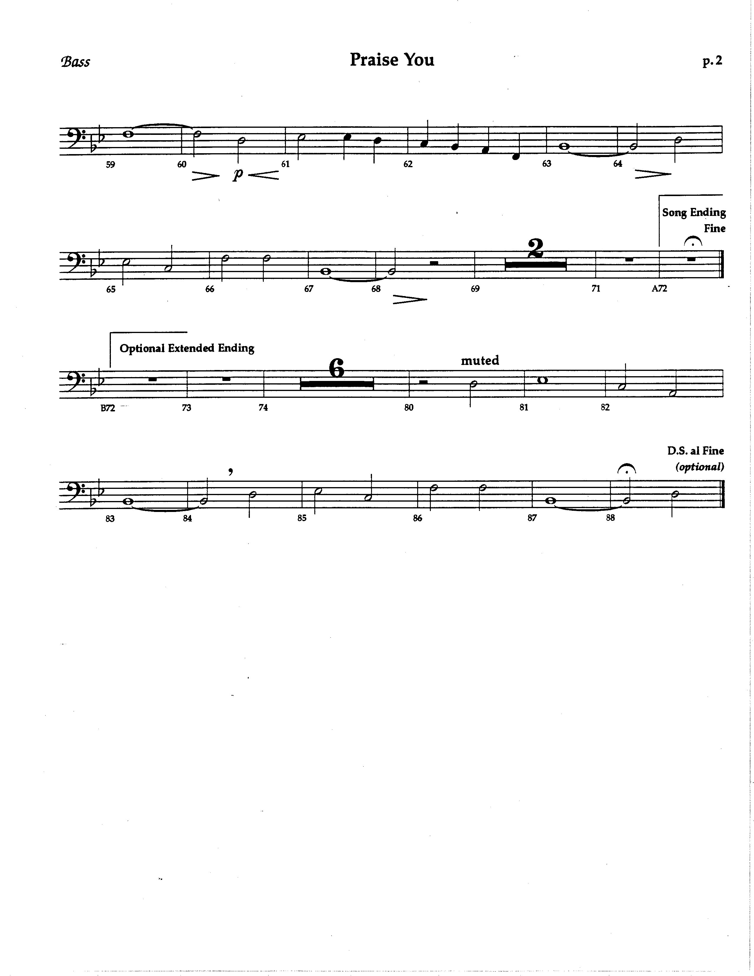 Praise You (Choral Anthem SATB) Double Bass (The Brooklyn Tabernacle Choir / Arr. Carol Cymbala / Orch. Lari Goss)