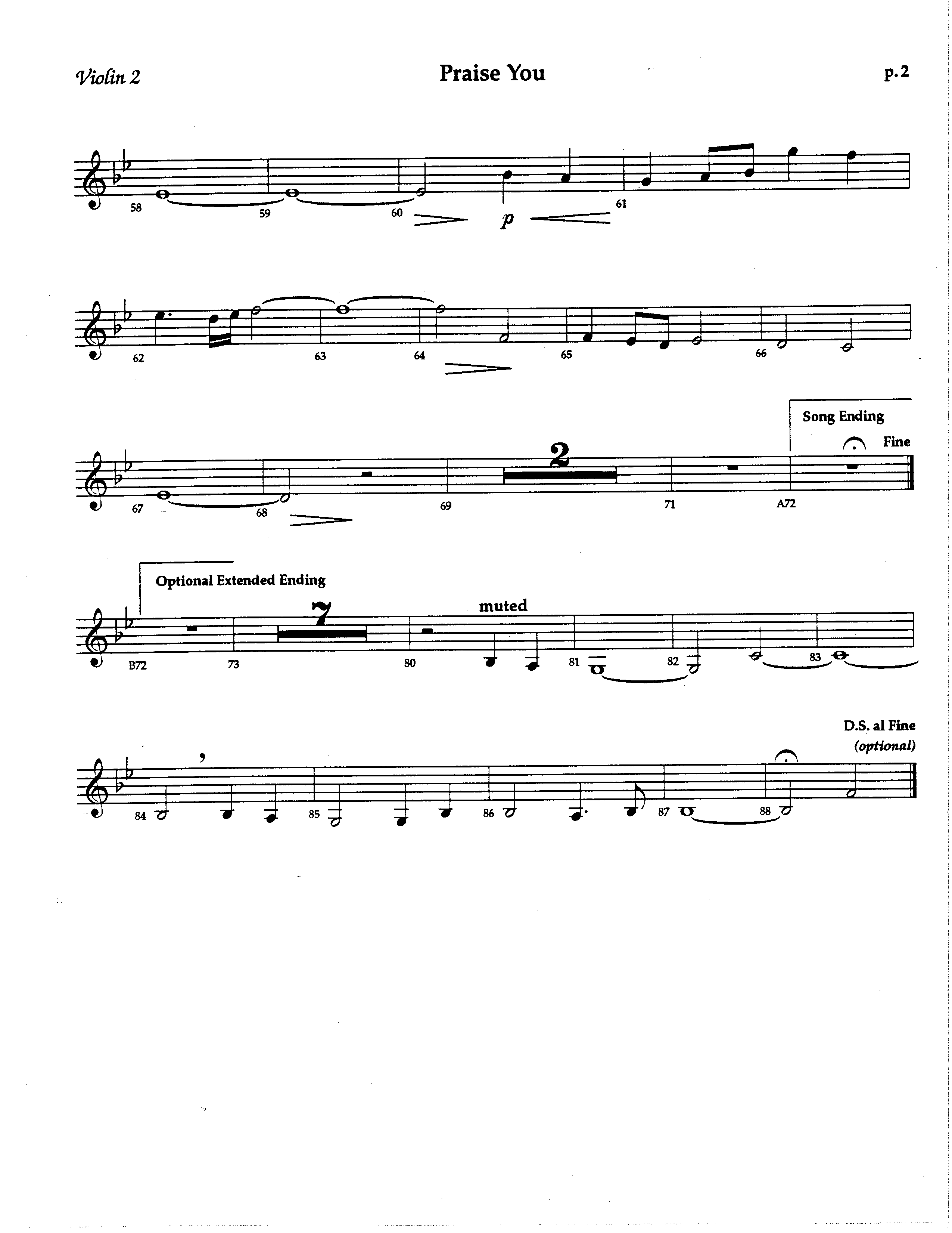 Praise You (Choral Anthem SATB) Violin 2 (The Brooklyn Tabernacle Choir / Arr. Carol Cymbala / Orch. Lari Goss)