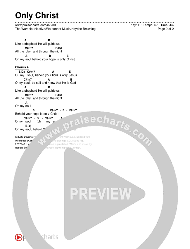 Only Christ Chords & Lyrics (The Worship Initiative / Watermark Music / Hayden Browning)