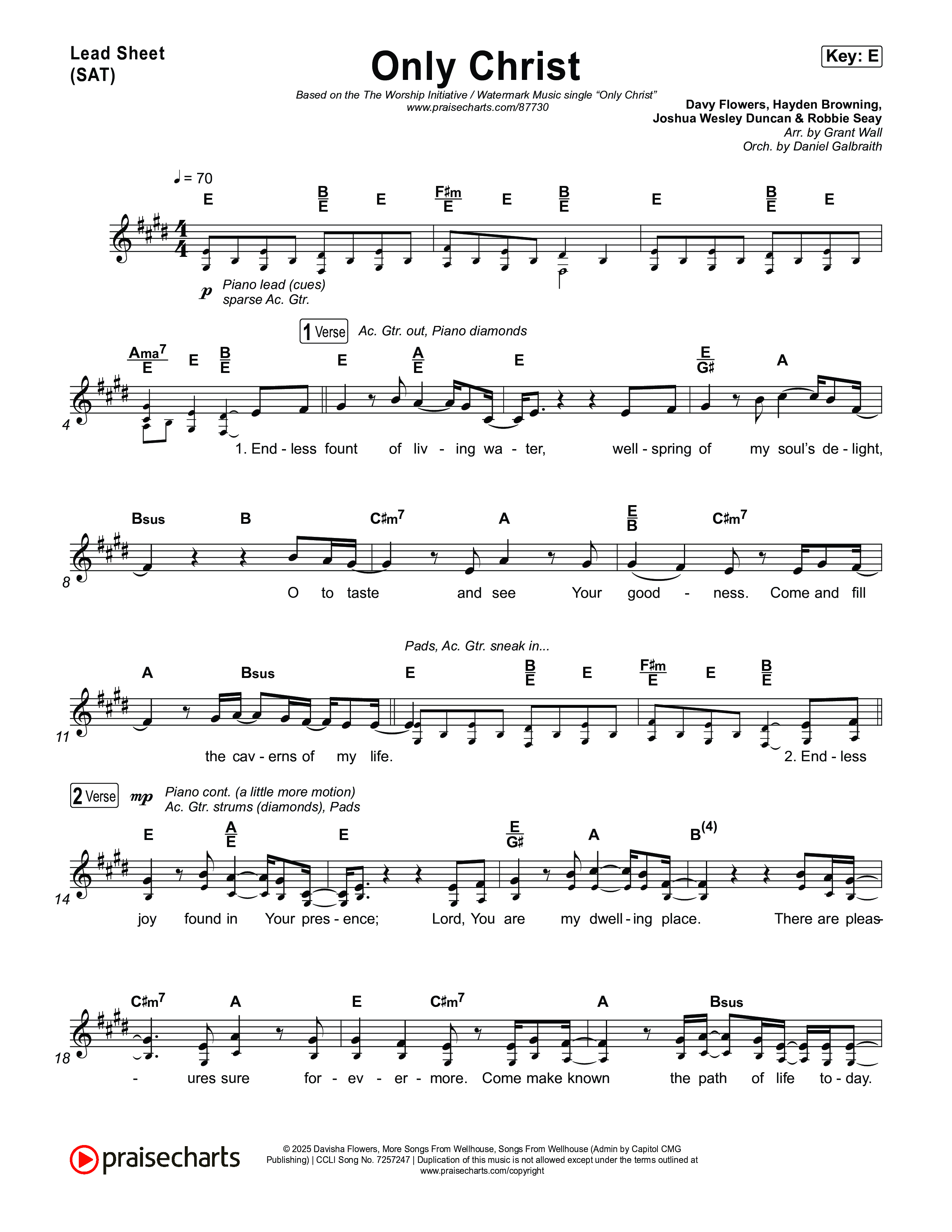 Only Christ Lead Sheet (SAT) (The Worship Initiative / Watermark Music / Hayden Browning)