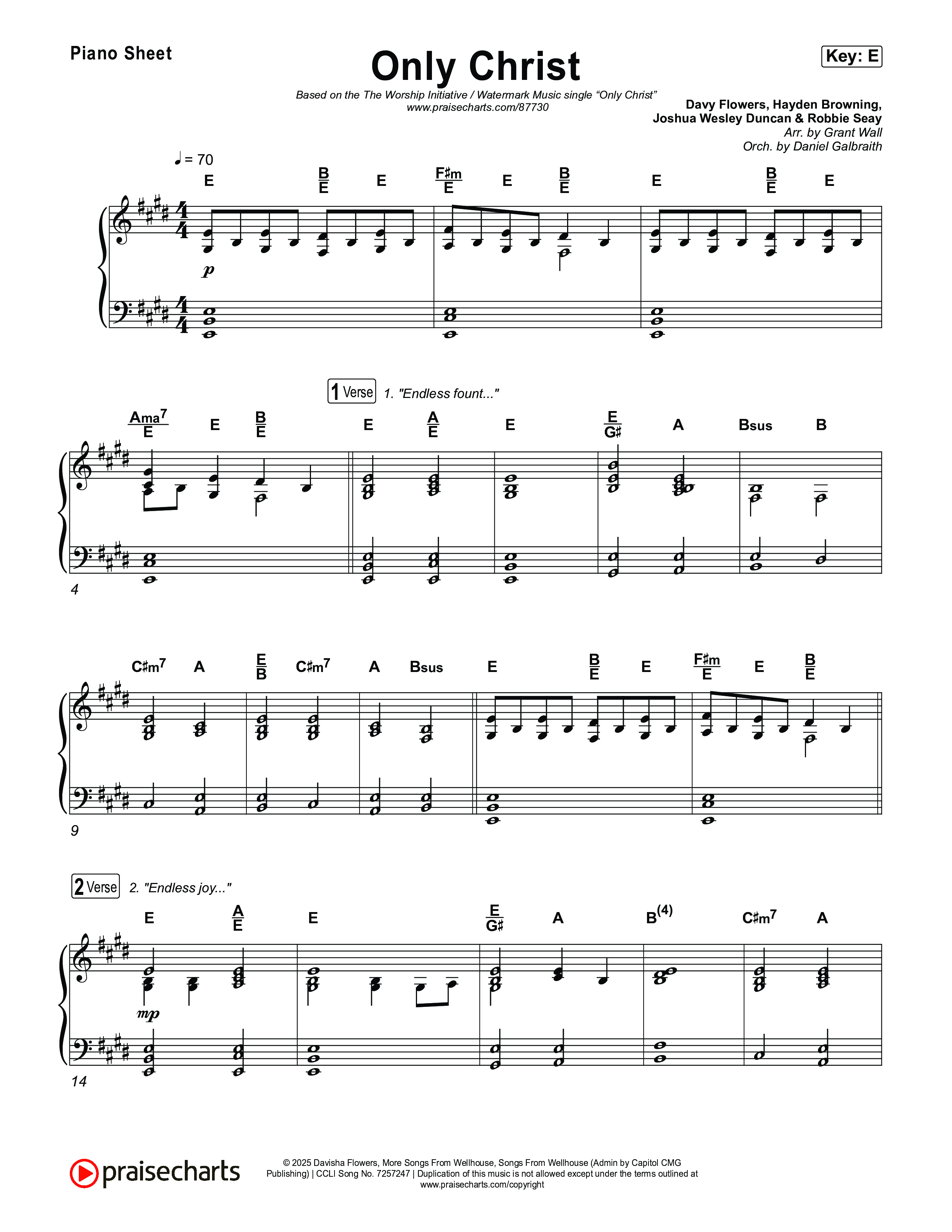 Only Christ Piano Sheet (The Worship Initiative / Watermark Music / Hayden Browning)