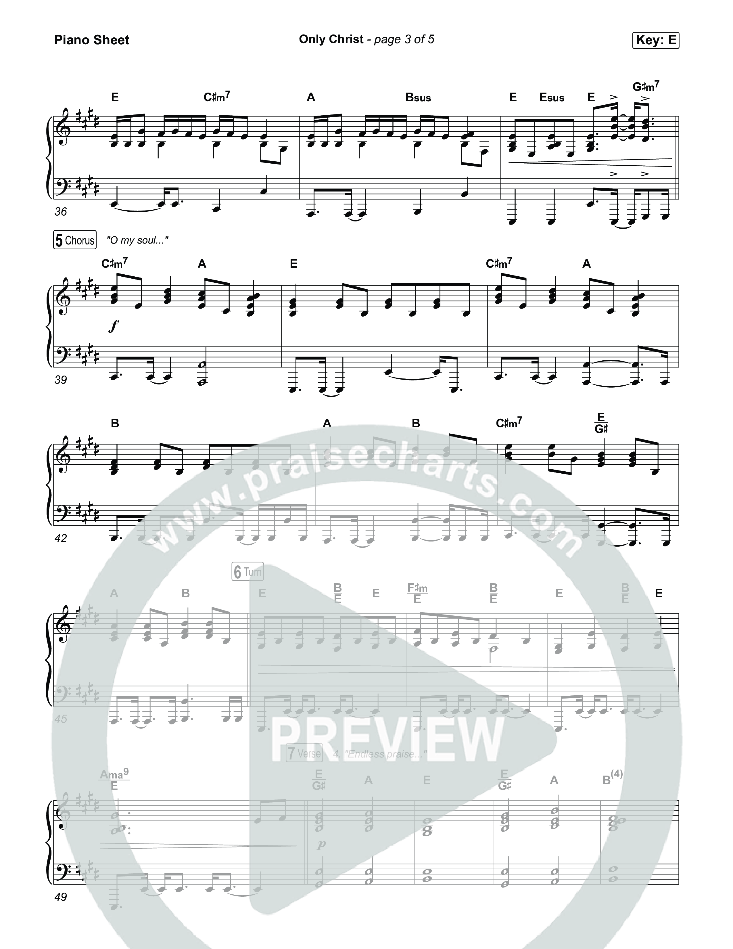 Only Christ Piano Sheet (The Worship Initiative / Watermark Music / Hayden Browning)