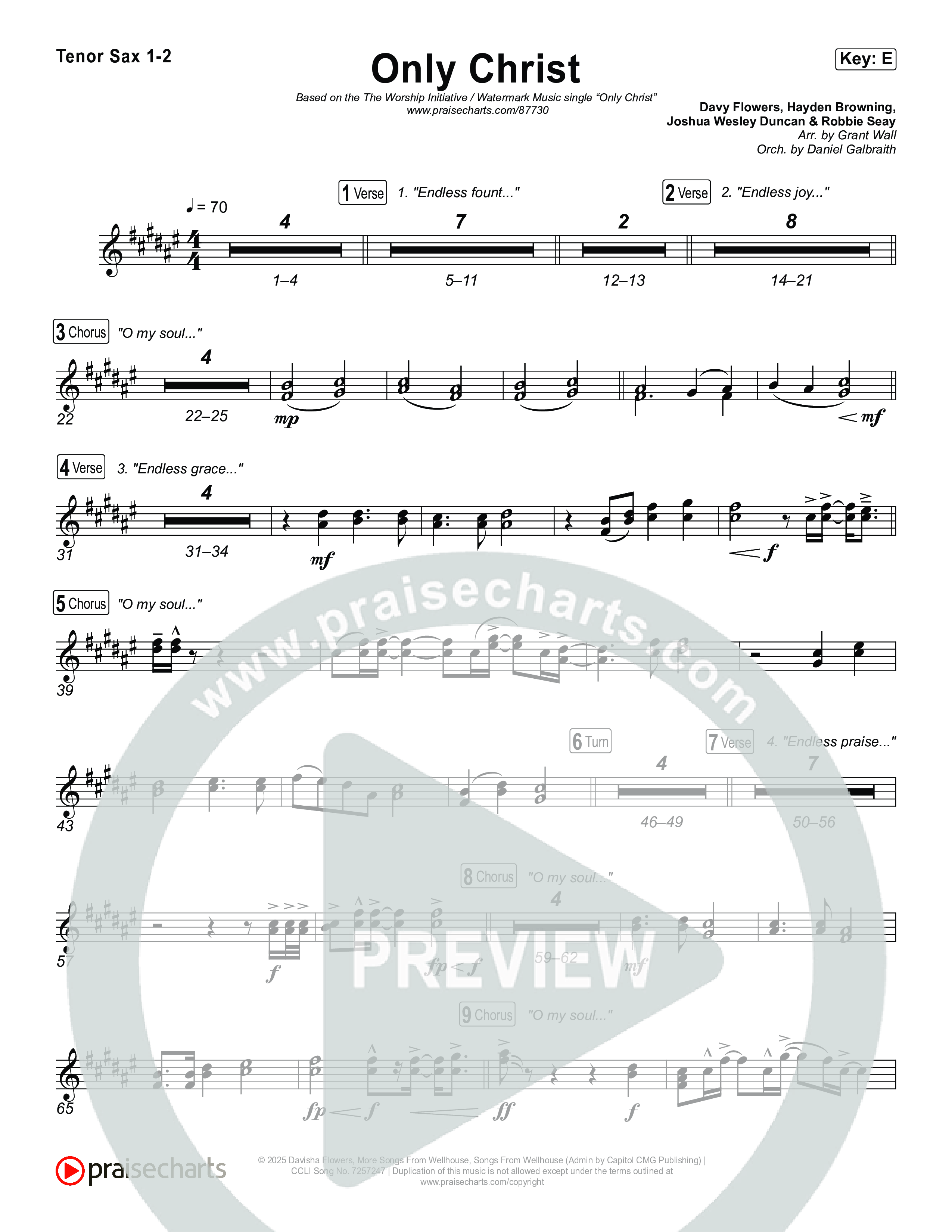 Only Christ Tenor Sax 1,2 (The Worship Initiative / Watermark Music / Hayden Browning)