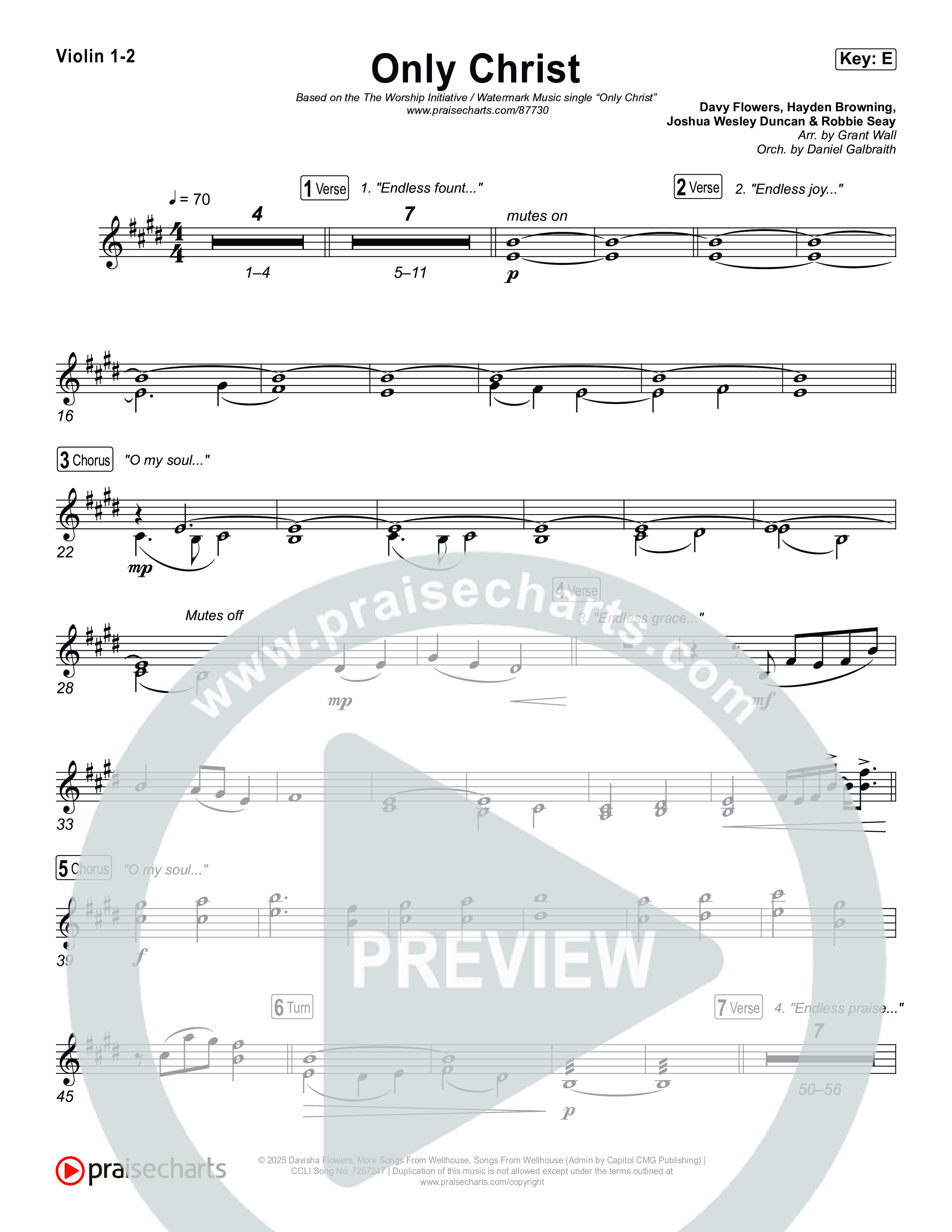 Only Christ Violin 1,2 (The Worship Initiative / Watermark Music / Hayden Browning)