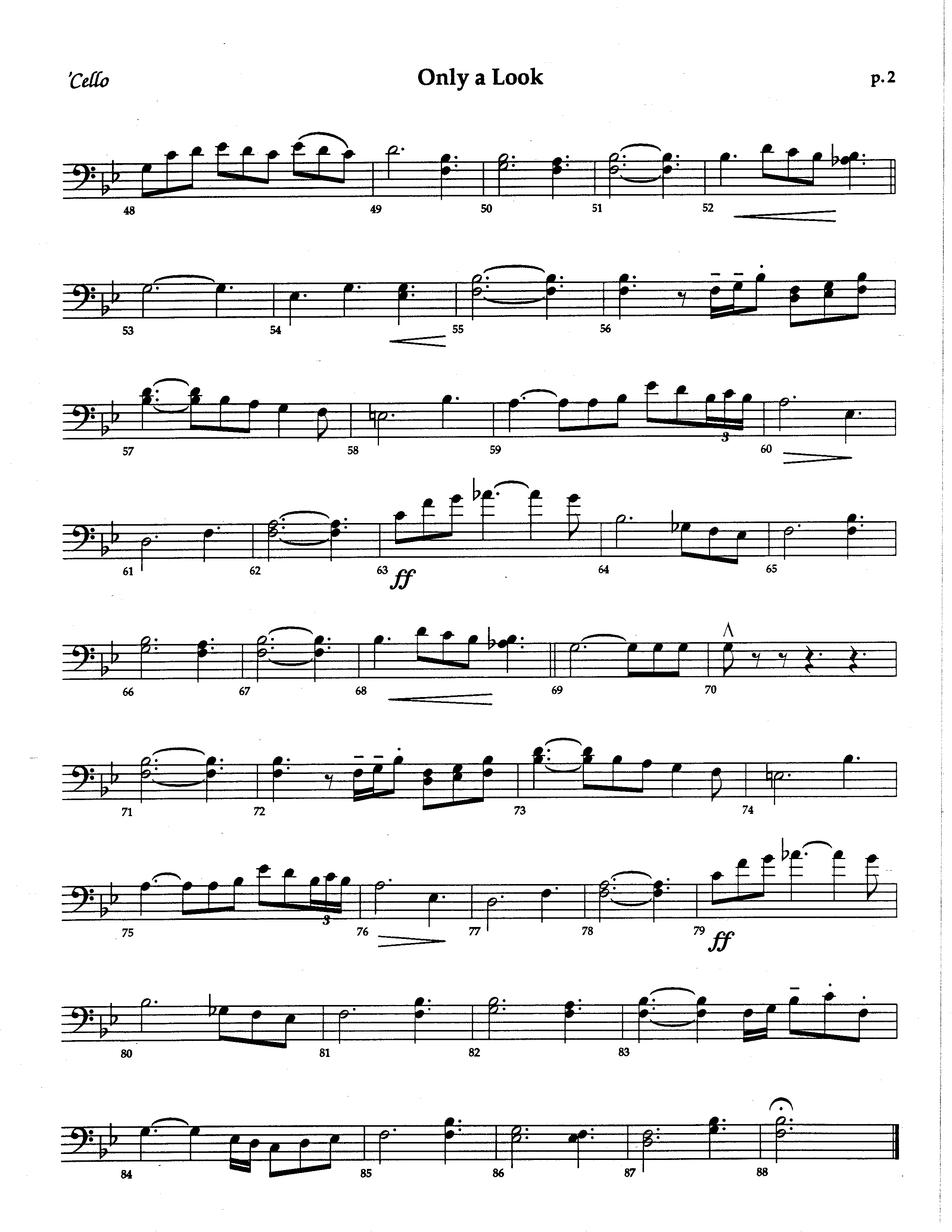 Only A Look (Choral Anthem SATB) Cello (The Brooklyn Tabernacle Choir / Arr. Carol Cymbala / Orch. Lari Goss)