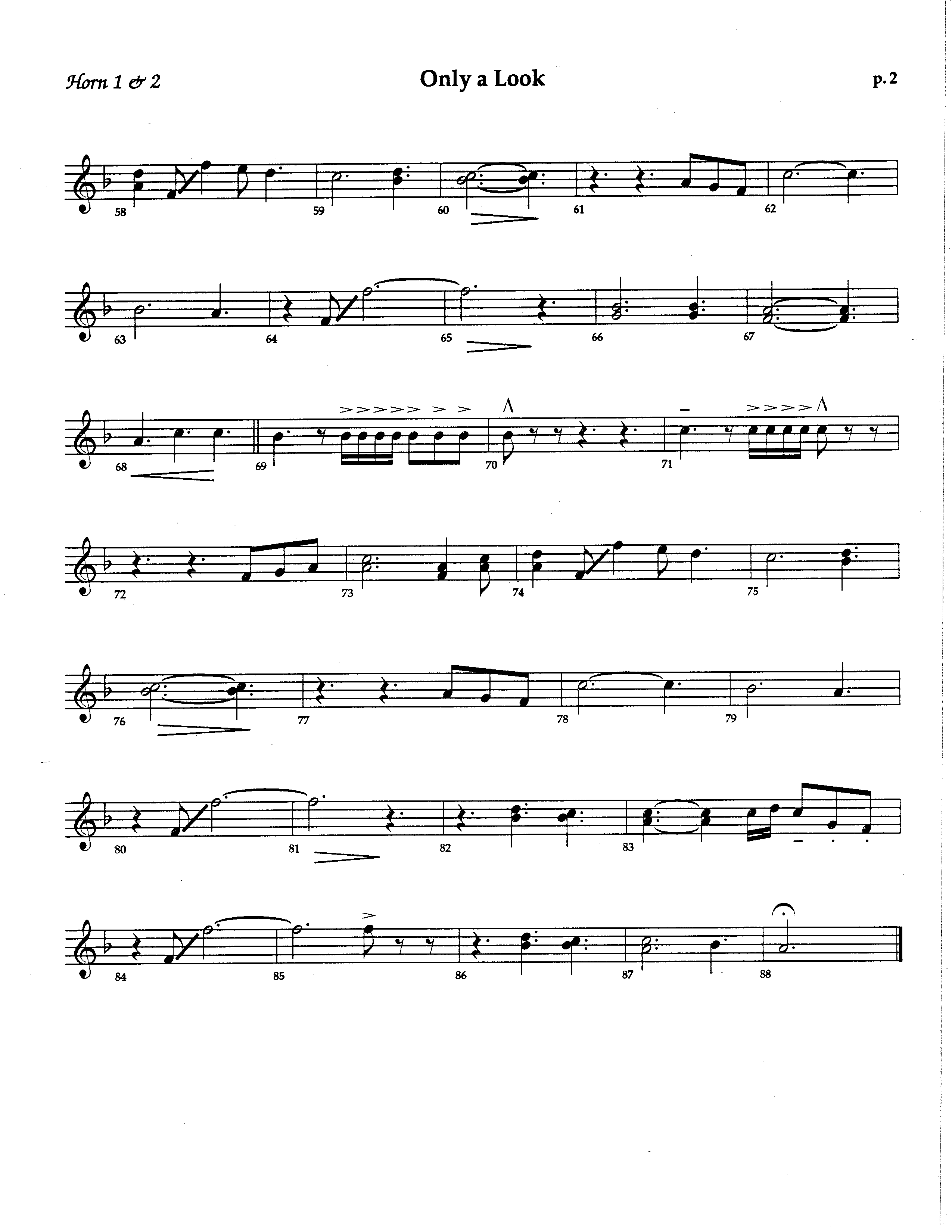 Only A Look (Choral Anthem SATB) French Horn (The Brooklyn Tabernacle Choir / Arr. Carol Cymbala / Orch. Lari Goss)
