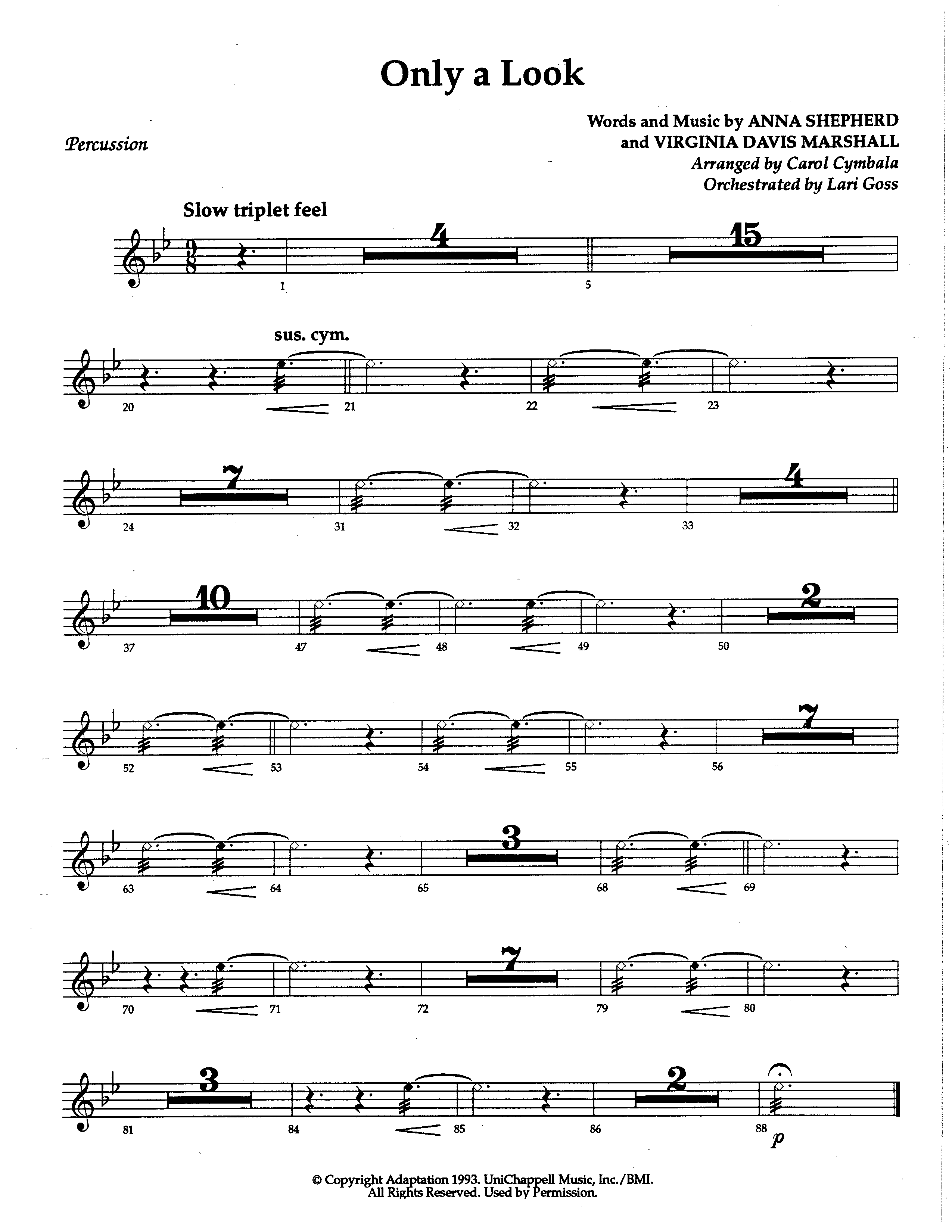 Only A Look (Choral Anthem SATB) Percussion (The Brooklyn Tabernacle Choir / Arr. Carol Cymbala / Orch. Lari Goss)