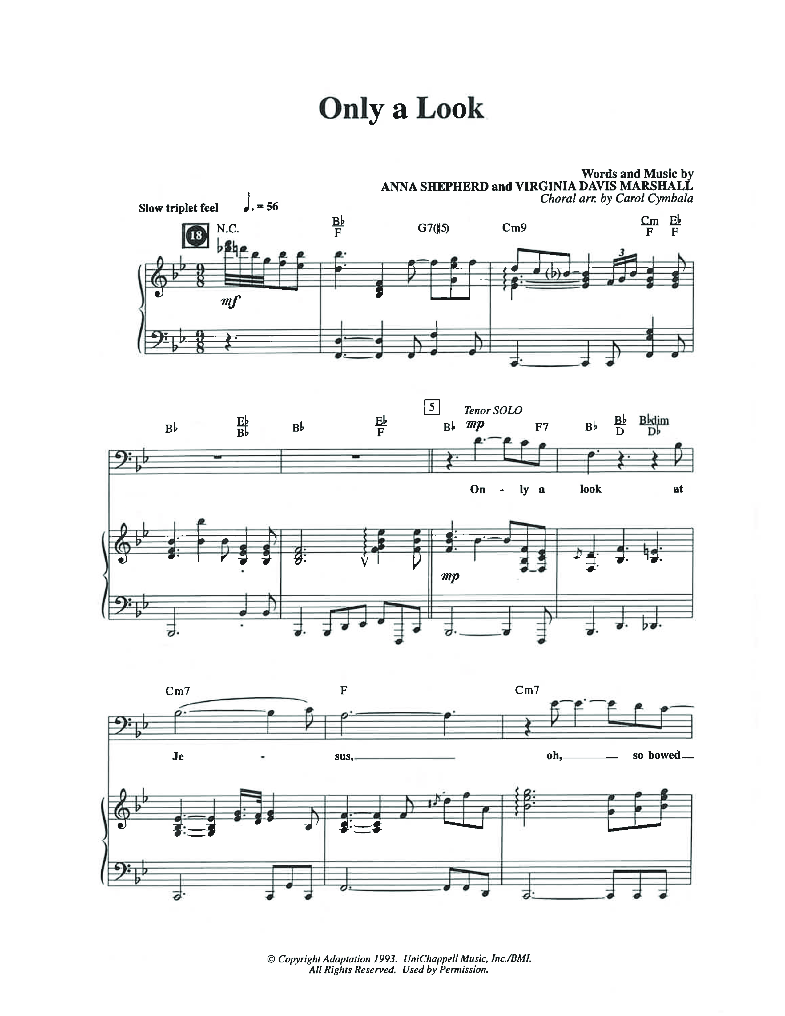 Only A Look (Choral Anthem SATB) Anthem (SATB/Piano) (The Brooklyn Tabernacle Choir / Arr. Carol Cymbala / Orch. Lari Goss)