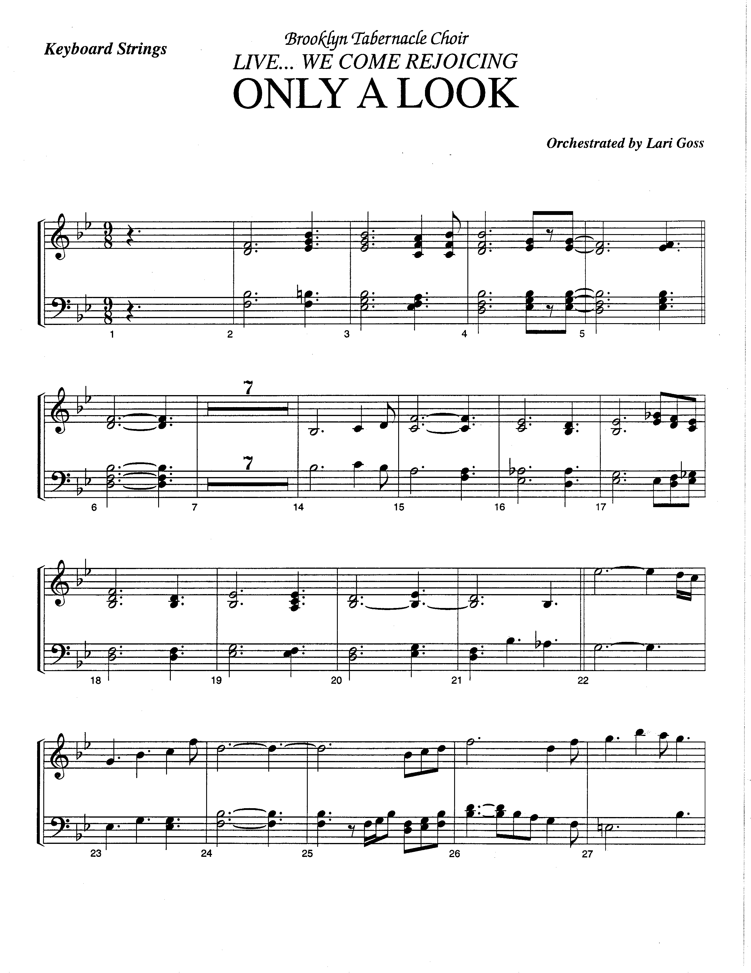 Only A Look (Choral Anthem SATB) Piano Sheet (The Brooklyn Tabernacle Choir / Arr. Carol Cymbala / Orch. Lari Goss)