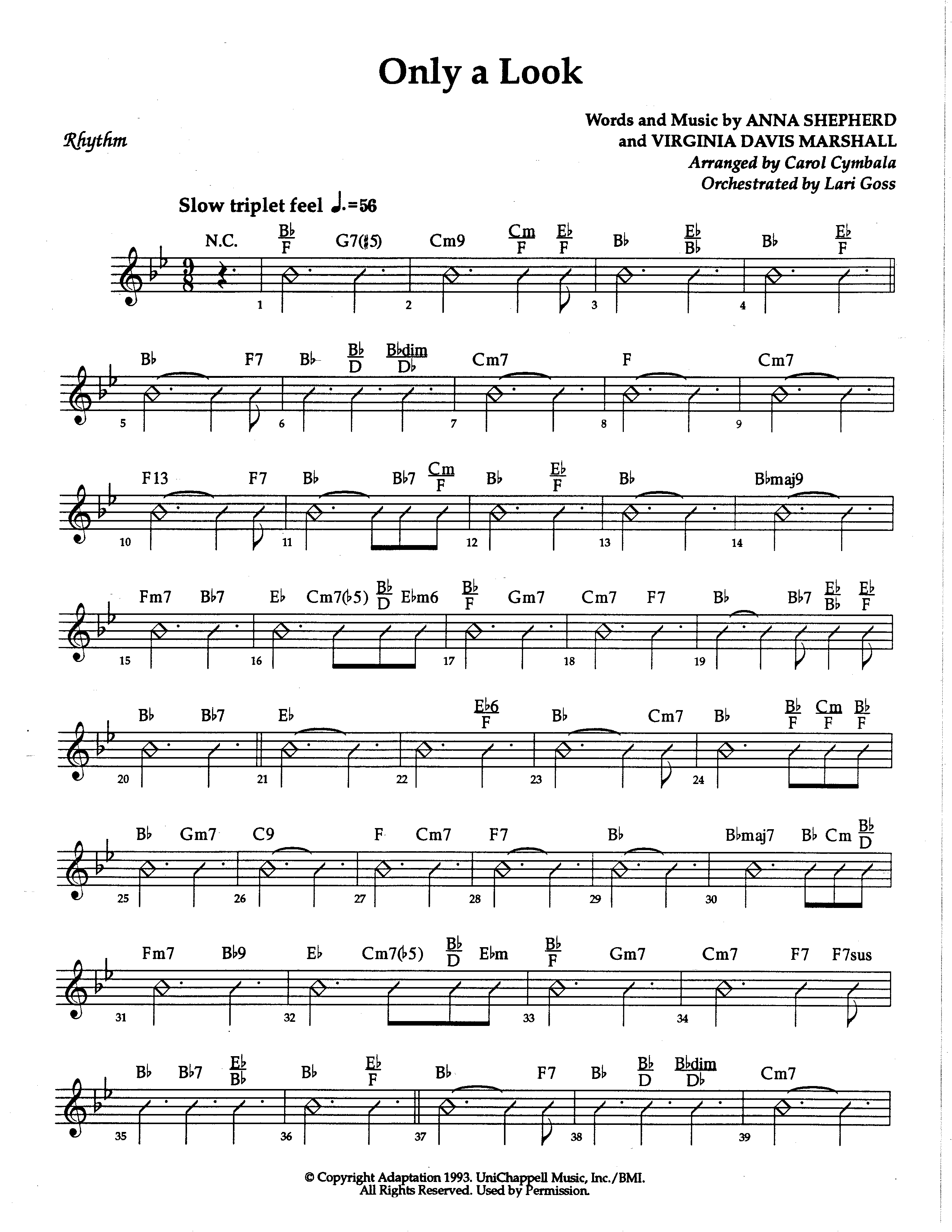 Only A Look (Choral Anthem SATB) Rhythm Chart (The Brooklyn Tabernacle Choir / Arr. Carol Cymbala / Orch. Lari Goss)