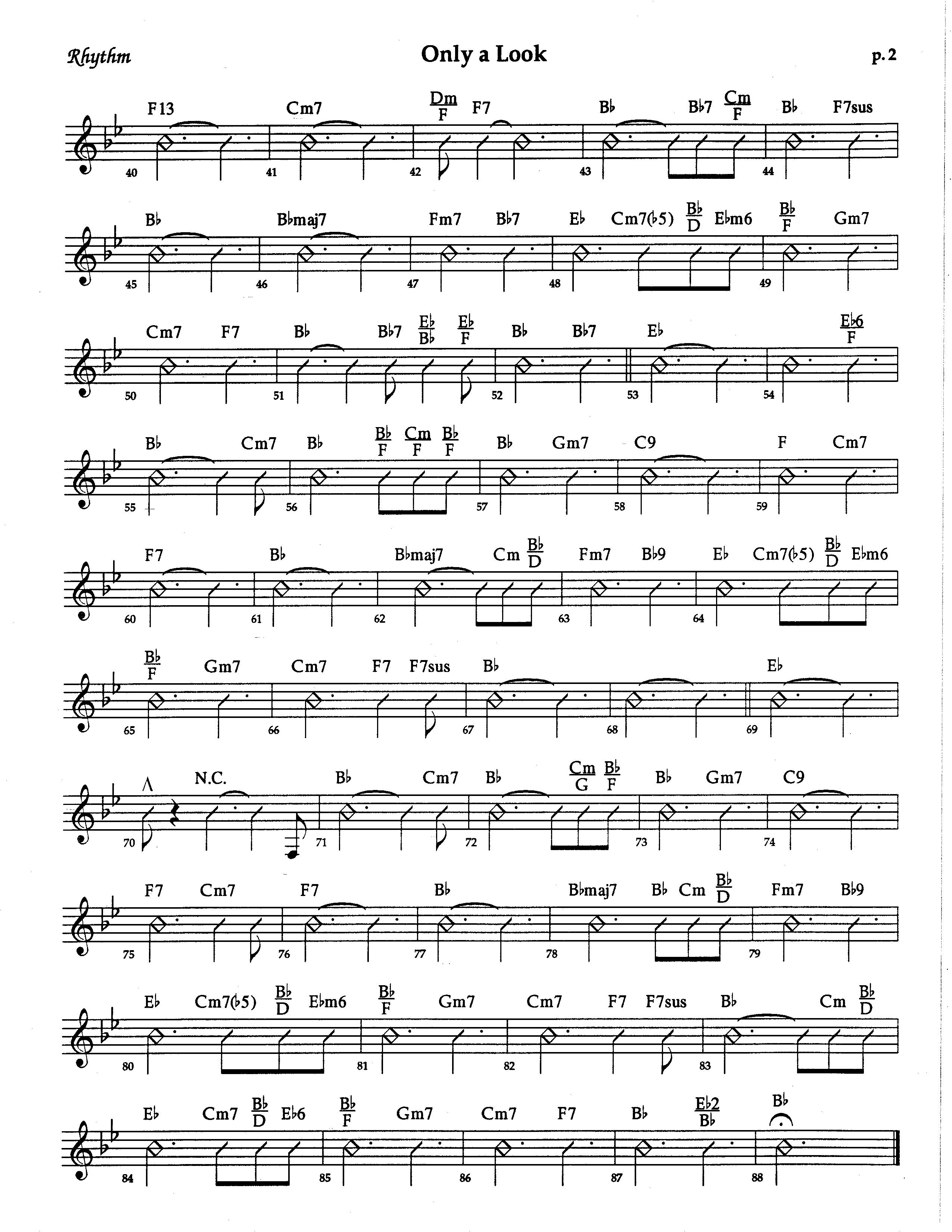 Only A Look (Choral Anthem SATB) Rhythm Chart (The Brooklyn Tabernacle Choir / Arr. Carol Cymbala / Orch. Lari Goss)