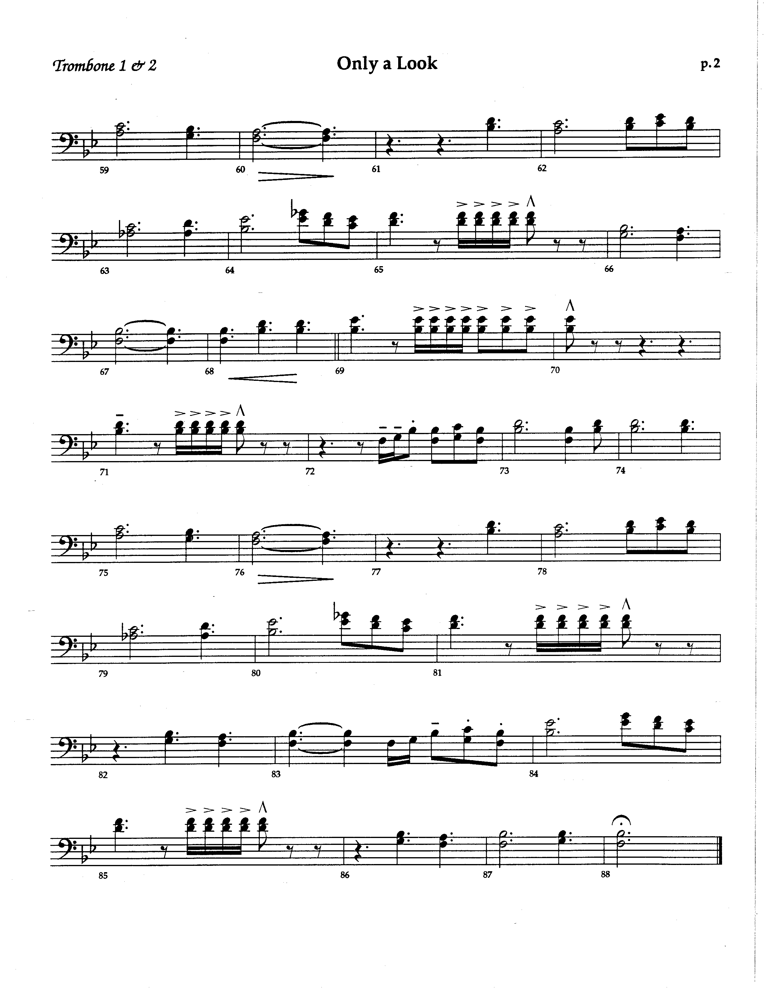 Only A Look (Choral Anthem SATB) Trombone 1/2 (The Brooklyn Tabernacle Choir / Arr. Carol Cymbala / Orch. Lari Goss)