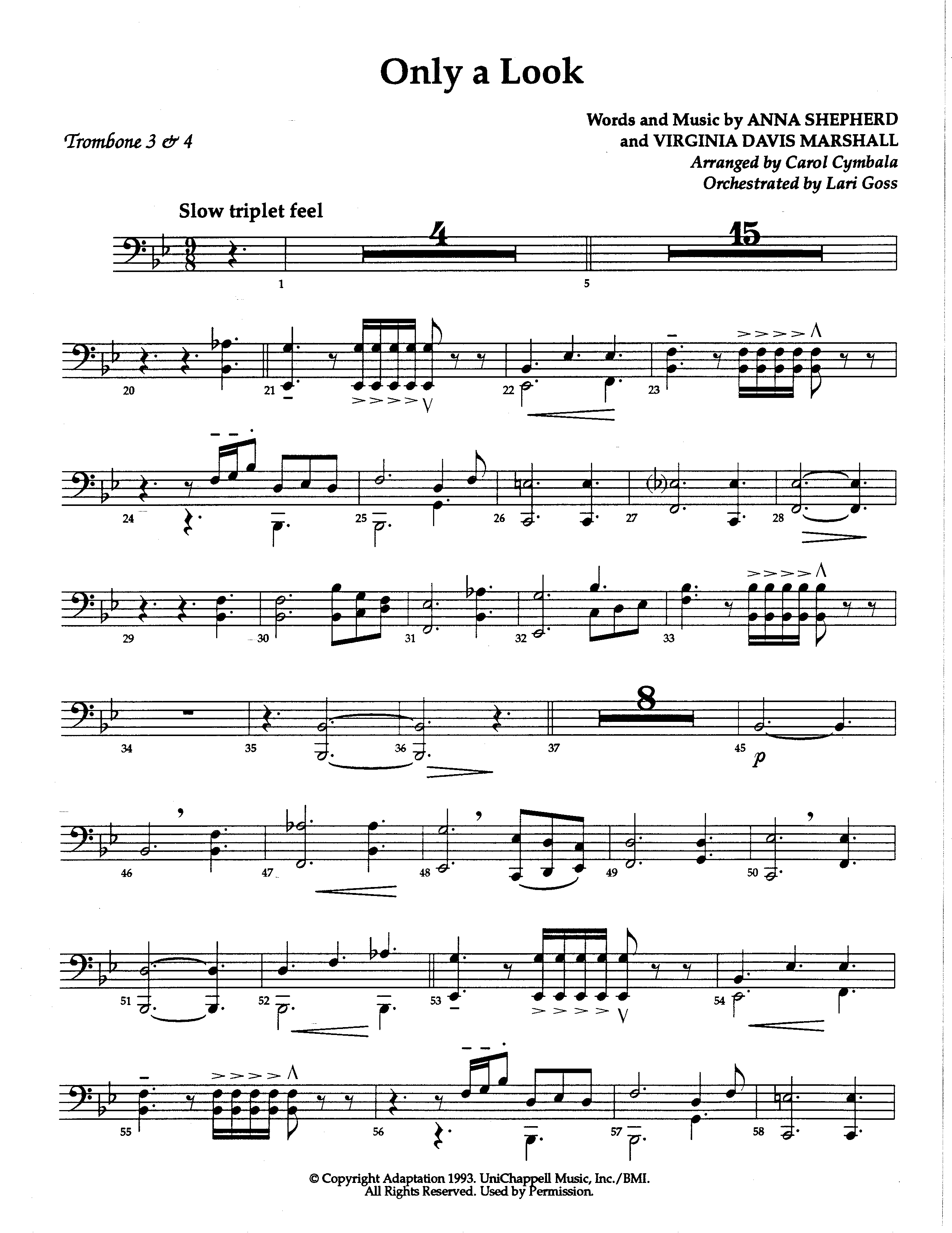 Only A Look (Choral Anthem SATB) Trombone 3/4 (The Brooklyn Tabernacle Choir / Arr. Carol Cymbala / Orch. Lari Goss)