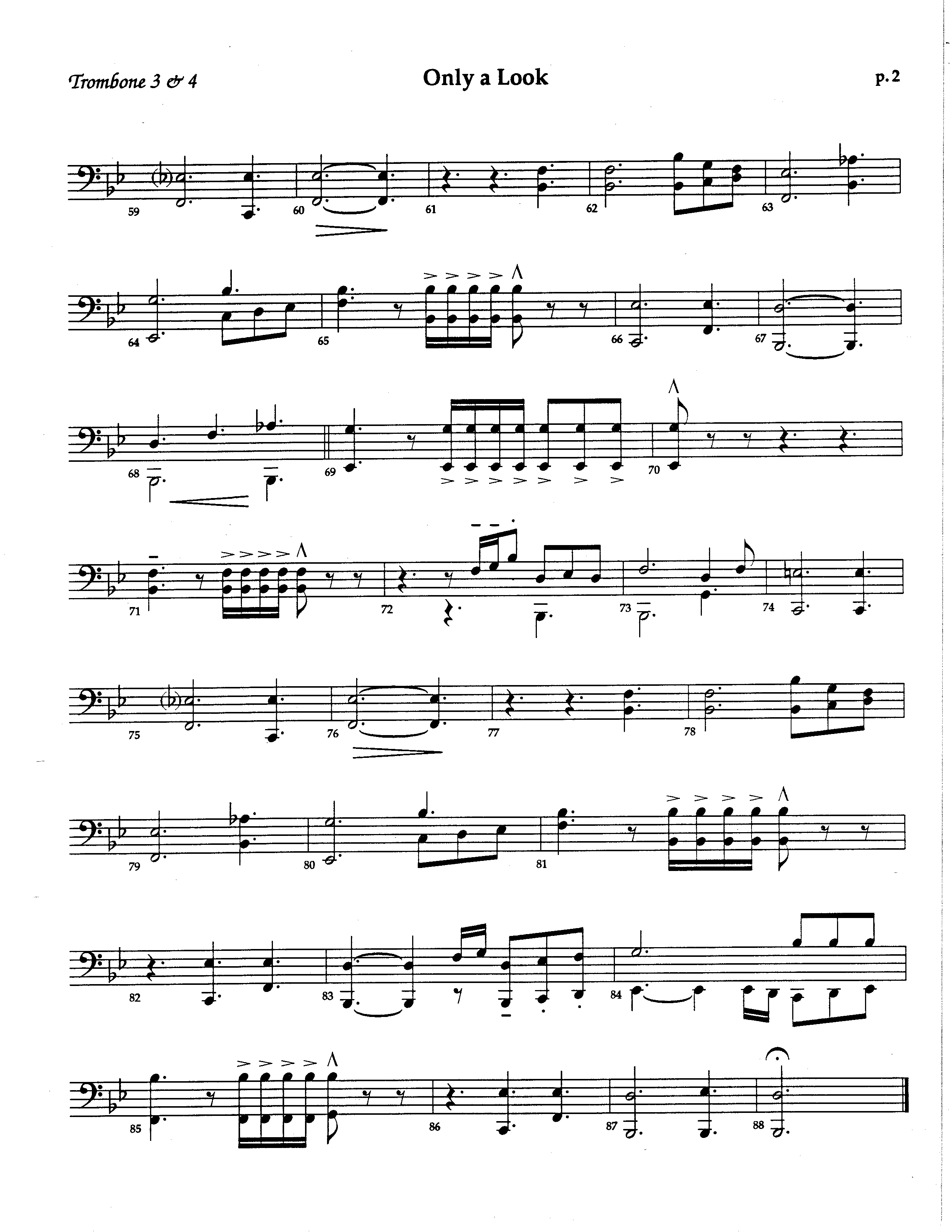 Only A Look (Choral Anthem SATB) Trombone 3/4 (The Brooklyn Tabernacle Choir / Arr. Carol Cymbala / Orch. Lari Goss)