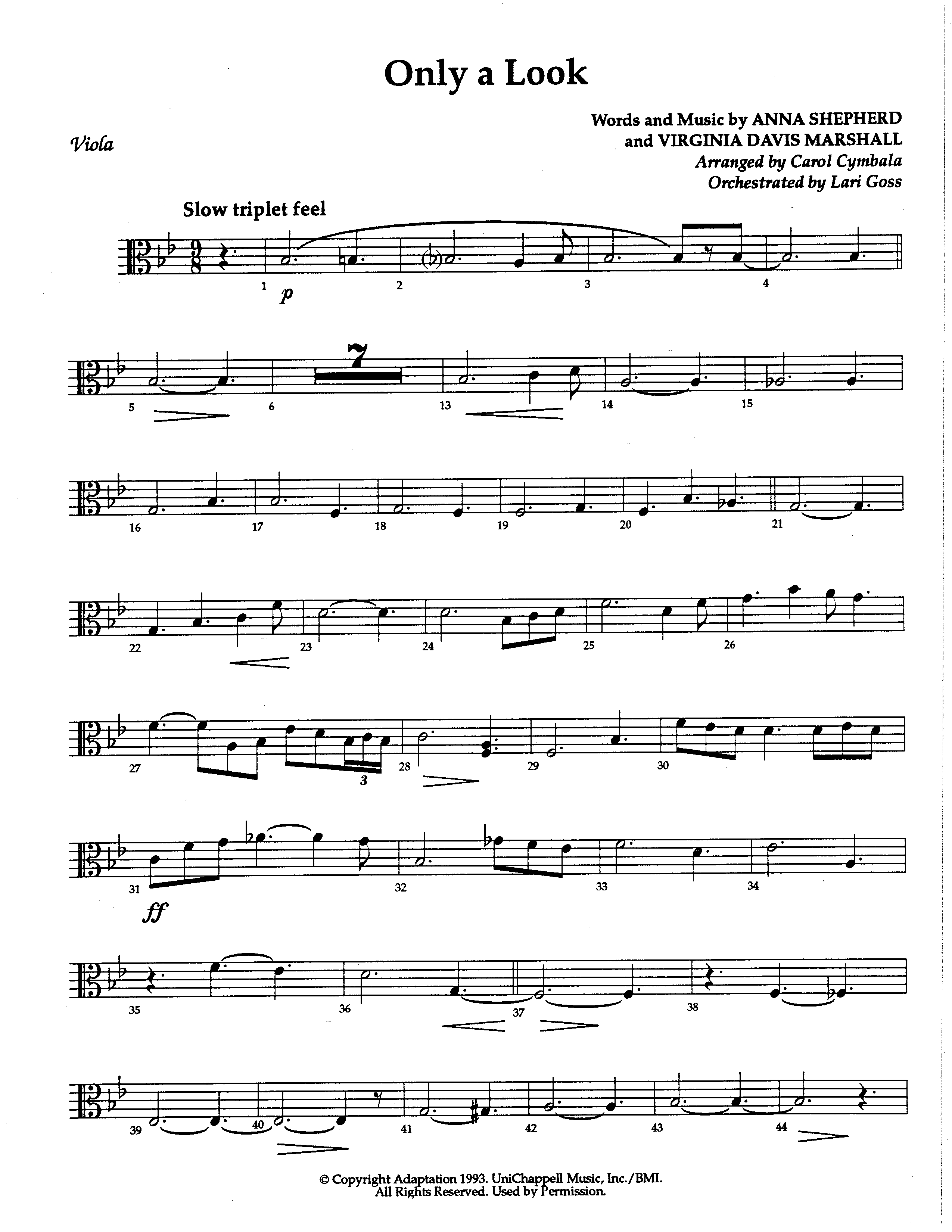 Only A Look (Choral Anthem SATB) Viola (The Brooklyn Tabernacle Choir / Arr. Carol Cymbala / Orch. Lari Goss)