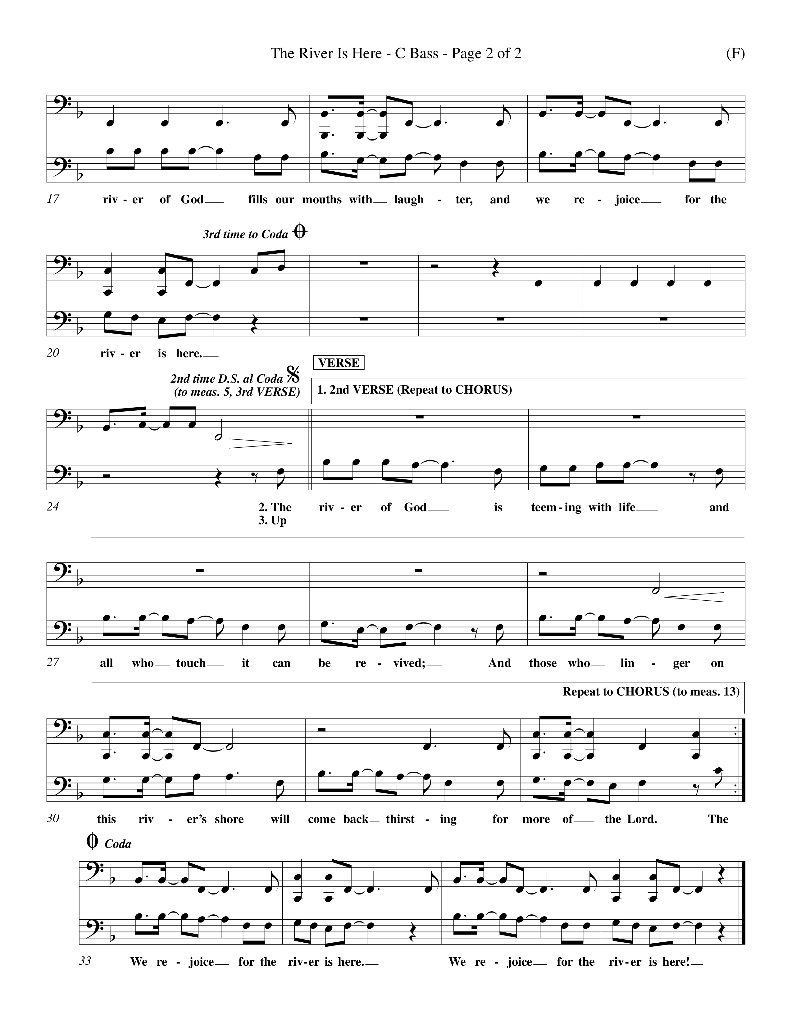 The River Is Here (Choral Anthem SATB) Contrabass (Word Music Choral / Orch. Richard Kingsmore)