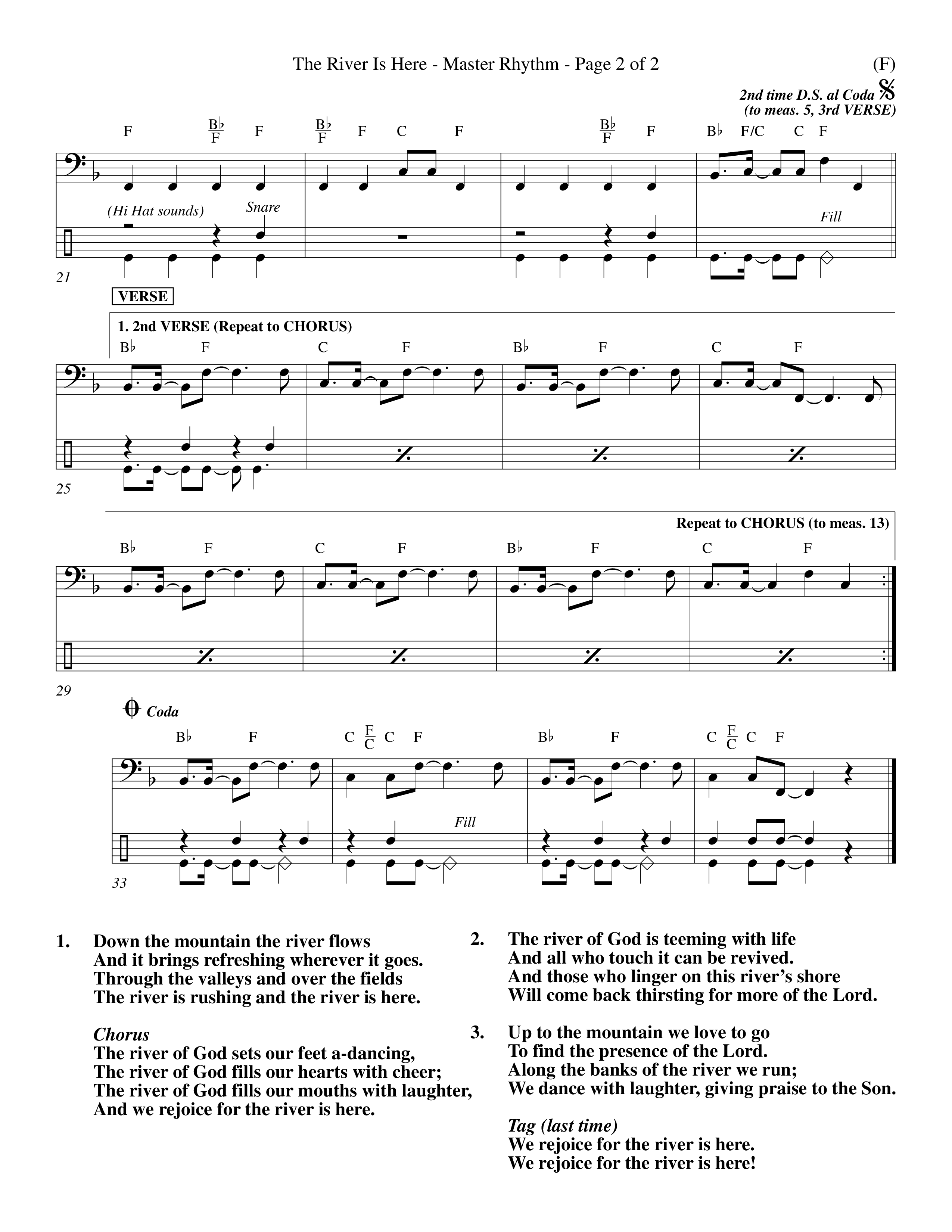 The River Is Here (Choral Anthem SATB) Rhythm Chart (Word Music Choral / Orch. Richard Kingsmore)