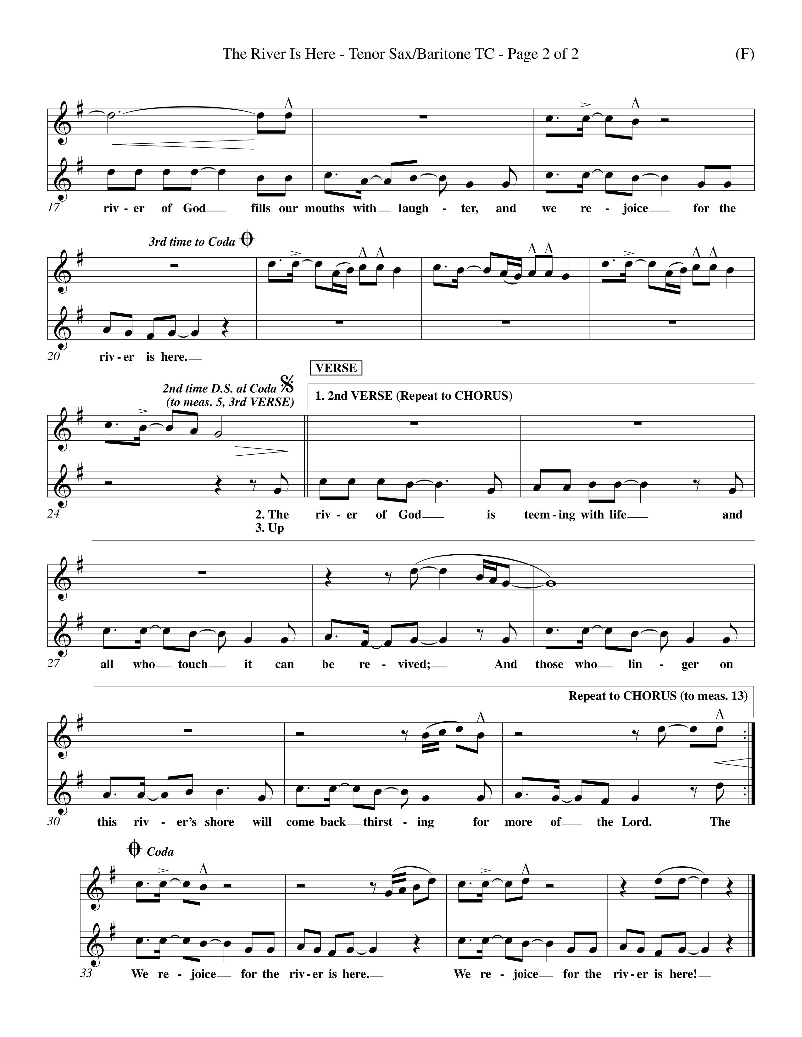 The River Is Here (Choral Anthem SATB) Tenor Sax/Baritone T.C. (Word Music Choral / Orch. Richard Kingsmore)