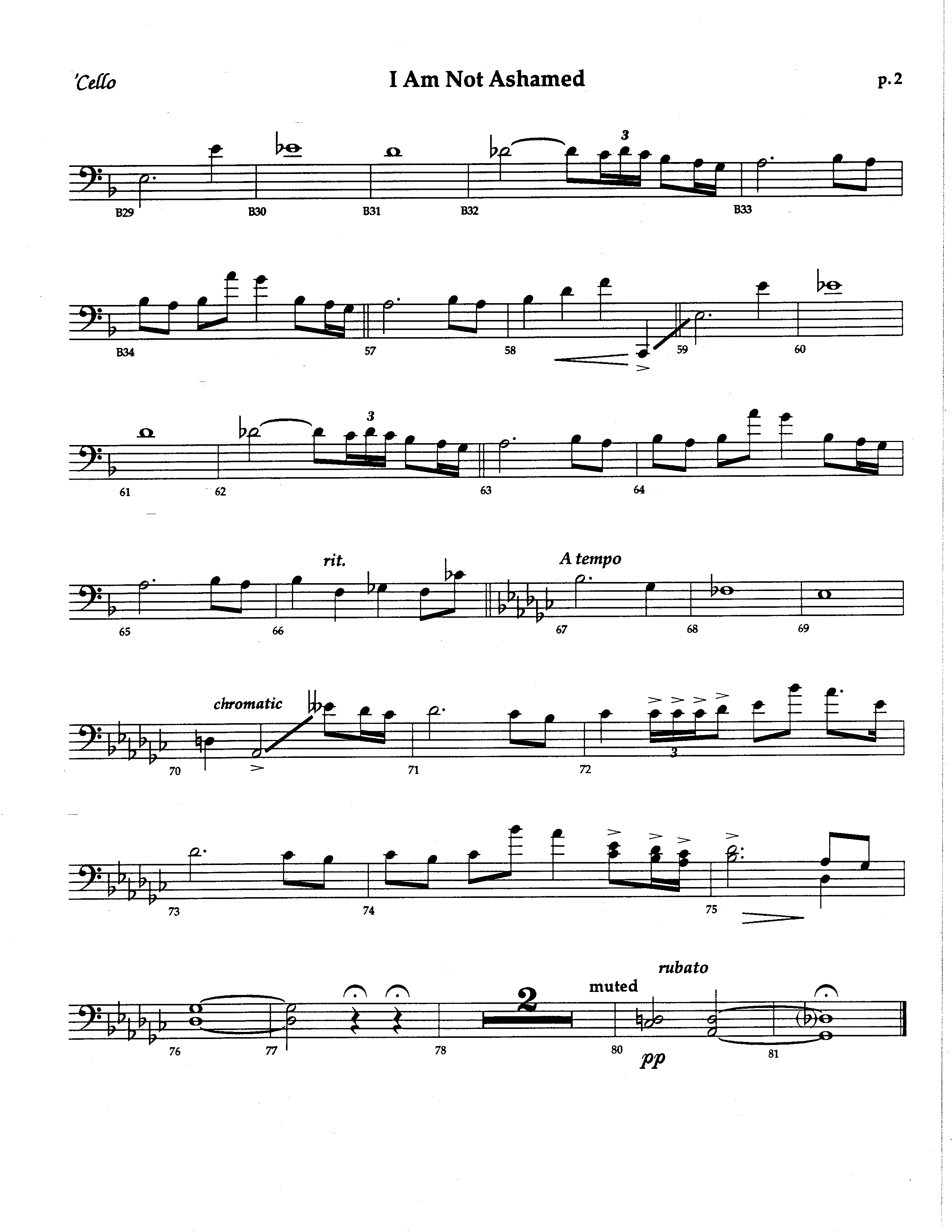 I Am Not Ashamed (Choral Anthem SATB) Cello (The Brooklyn Tabernacle Choir / Arr. Carol Cymbala / Orch. Lari Goss)