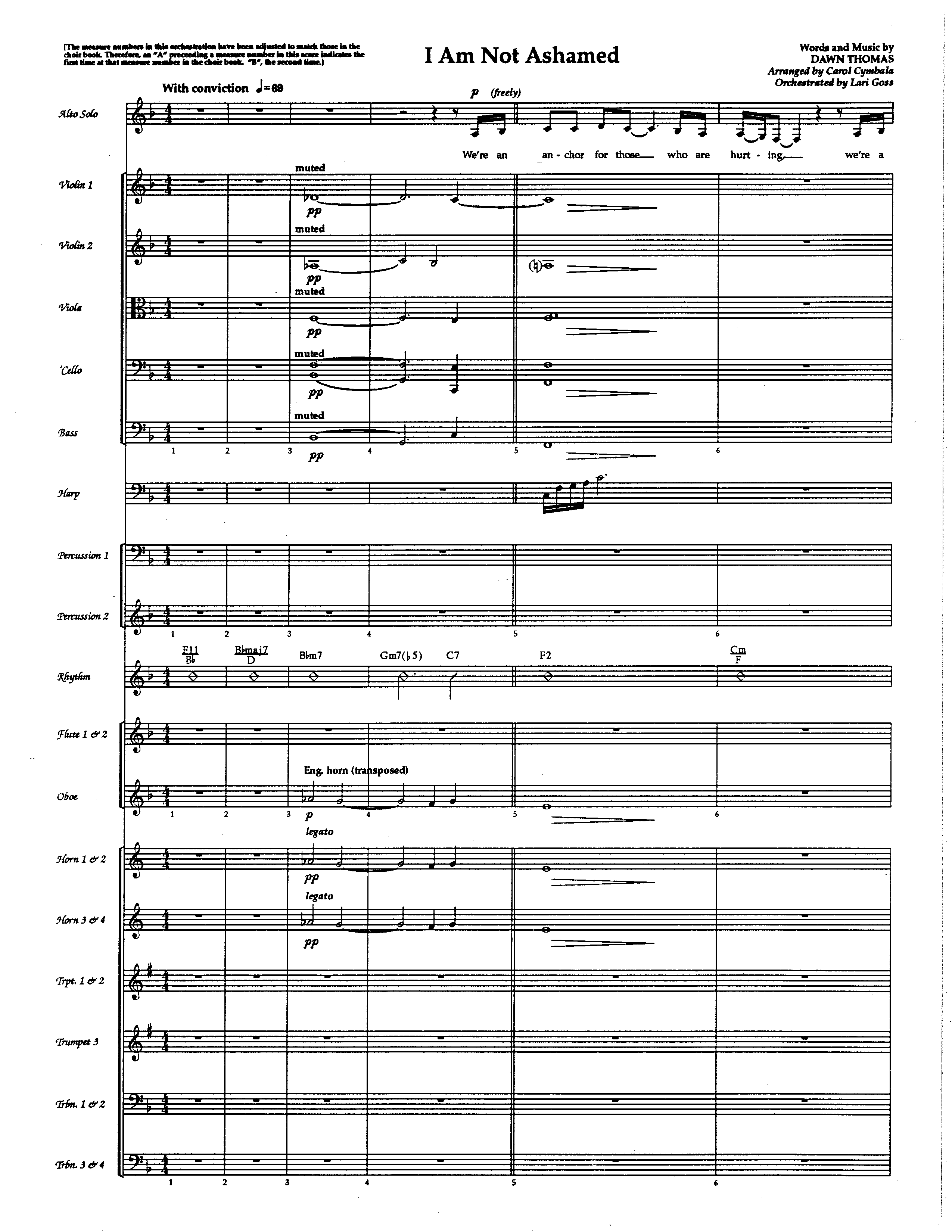 I Am Not Ashamed (Choral Anthem SATB) Orchestration (The Brooklyn Tabernacle Choir / Arr. Carol Cymbala / Orch. Lari Goss)
