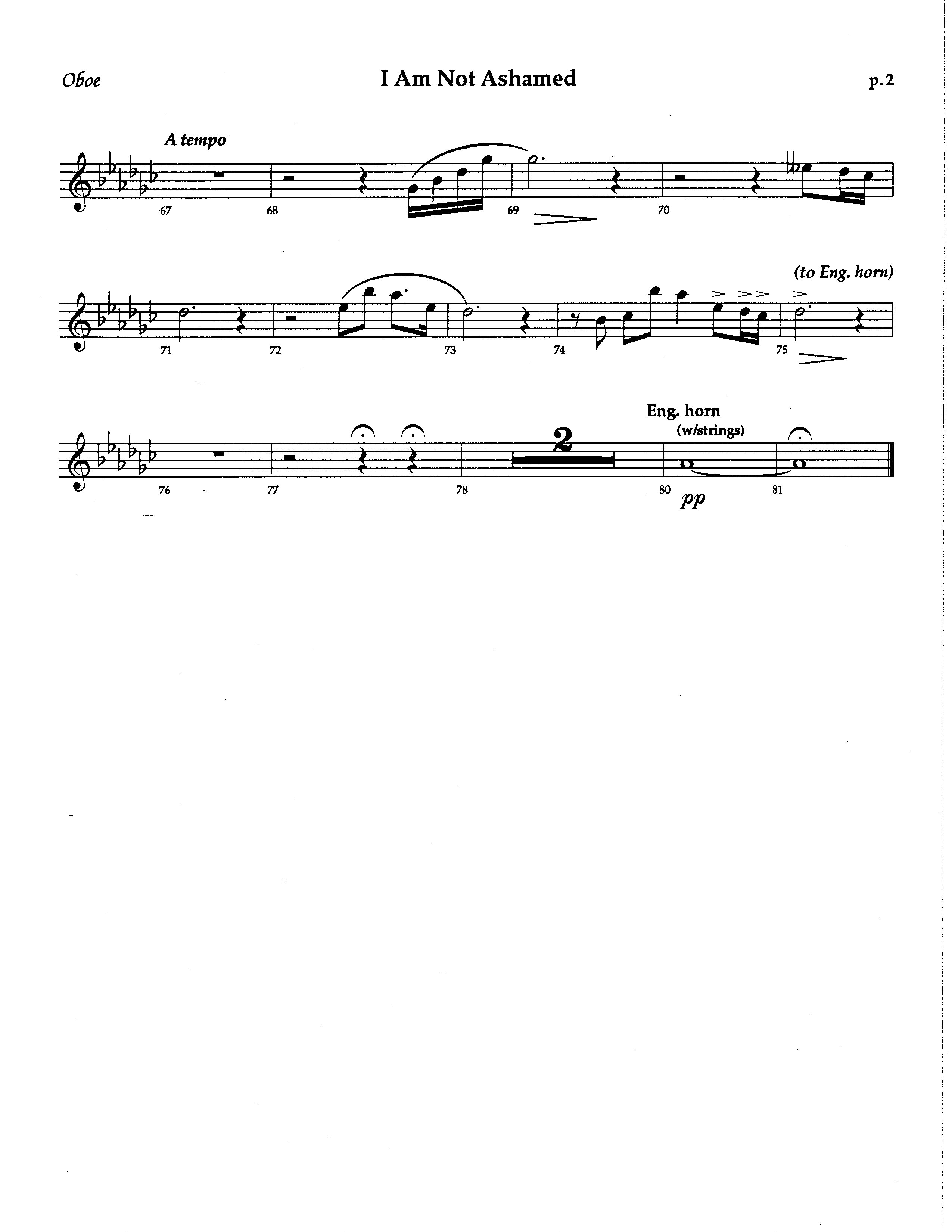 I Am Not Ashamed (Choral Anthem SATB) Oboe (The Brooklyn Tabernacle Choir / Arr. Carol Cymbala / Orch. Lari Goss)