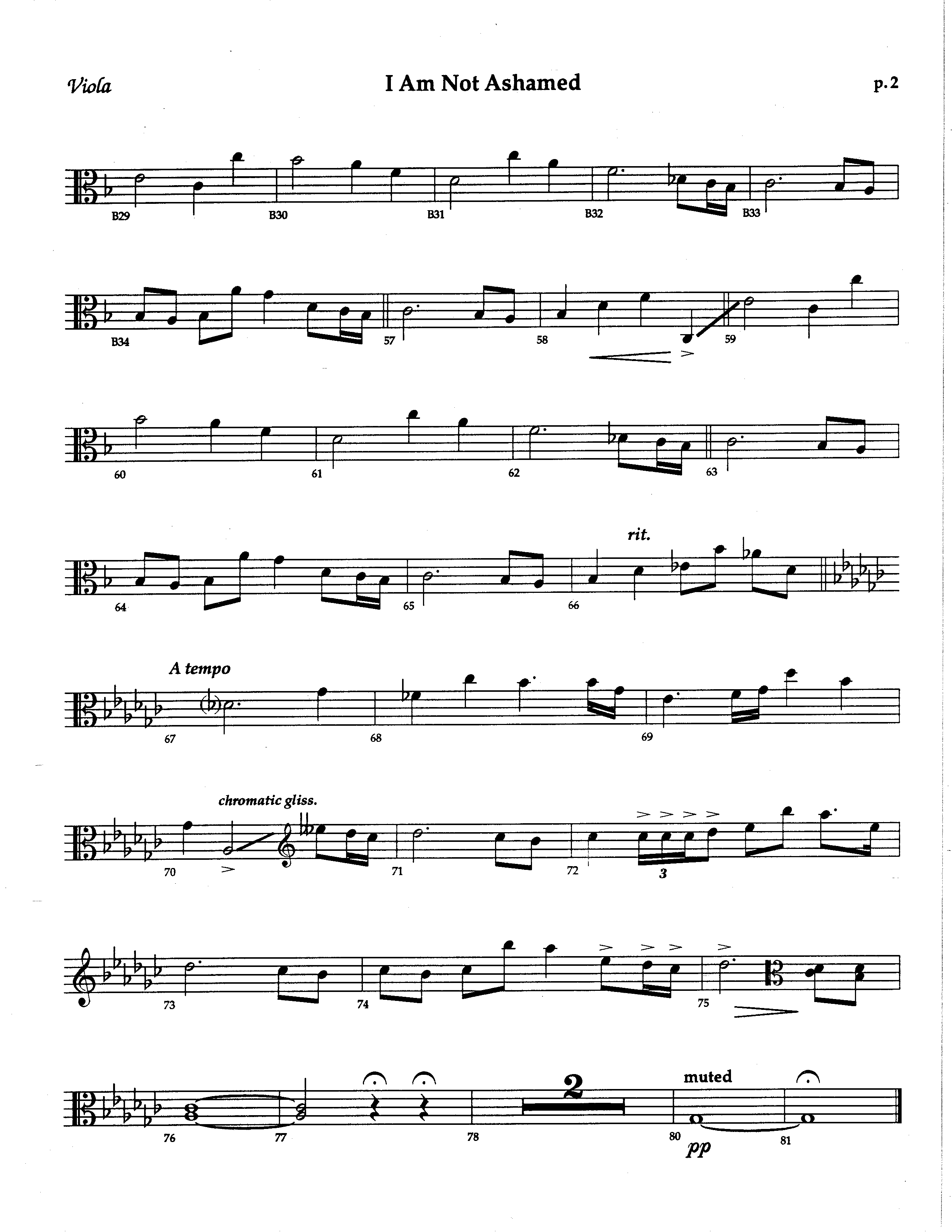 I Am Not Ashamed (Choral Anthem SATB) Viola (The Brooklyn Tabernacle Choir / Arr. Carol Cymbala / Orch. Lari Goss)