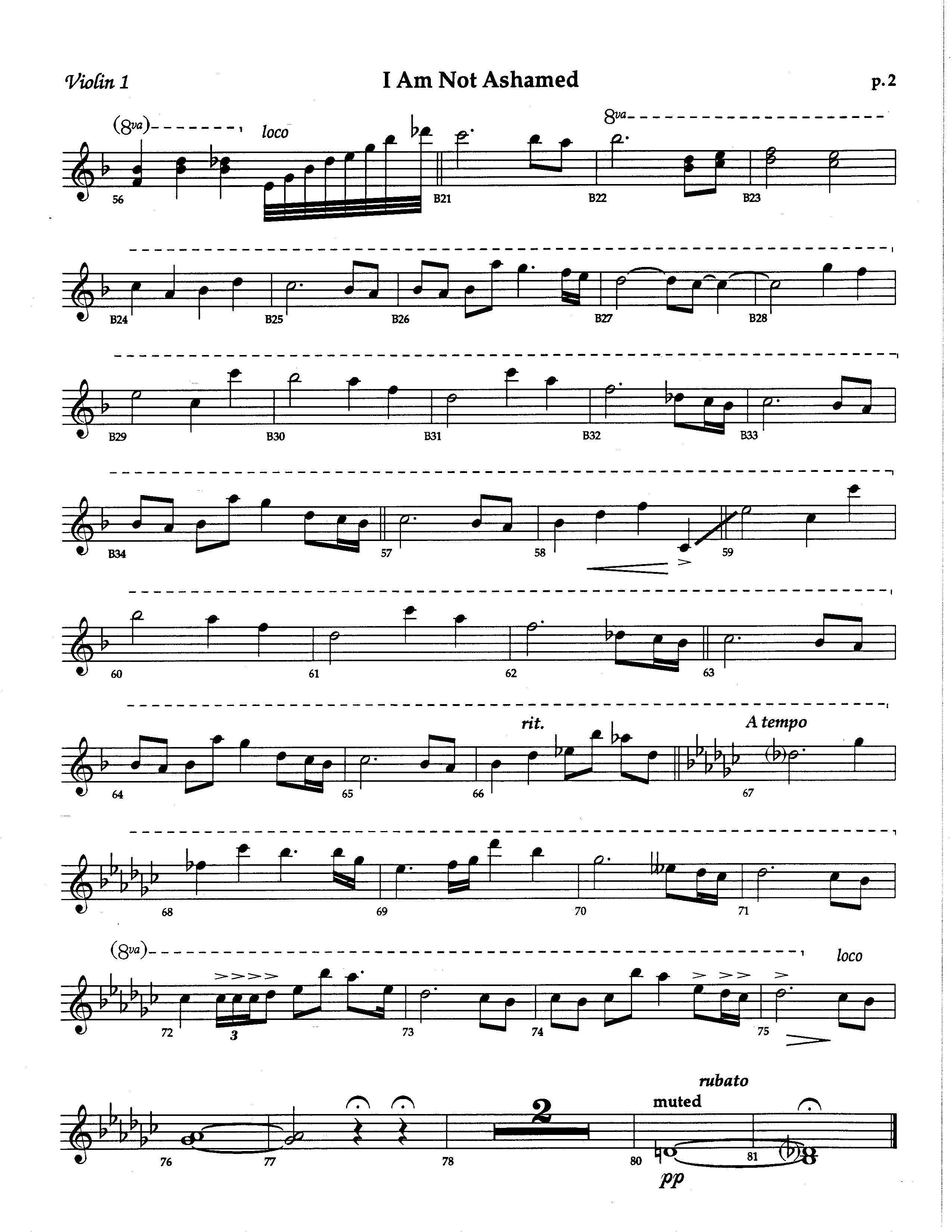 I Am Not Ashamed (Choral Anthem SATB) Violin 1 (The Brooklyn Tabernacle Choir / Arr. Carol Cymbala / Orch. Lari Goss)