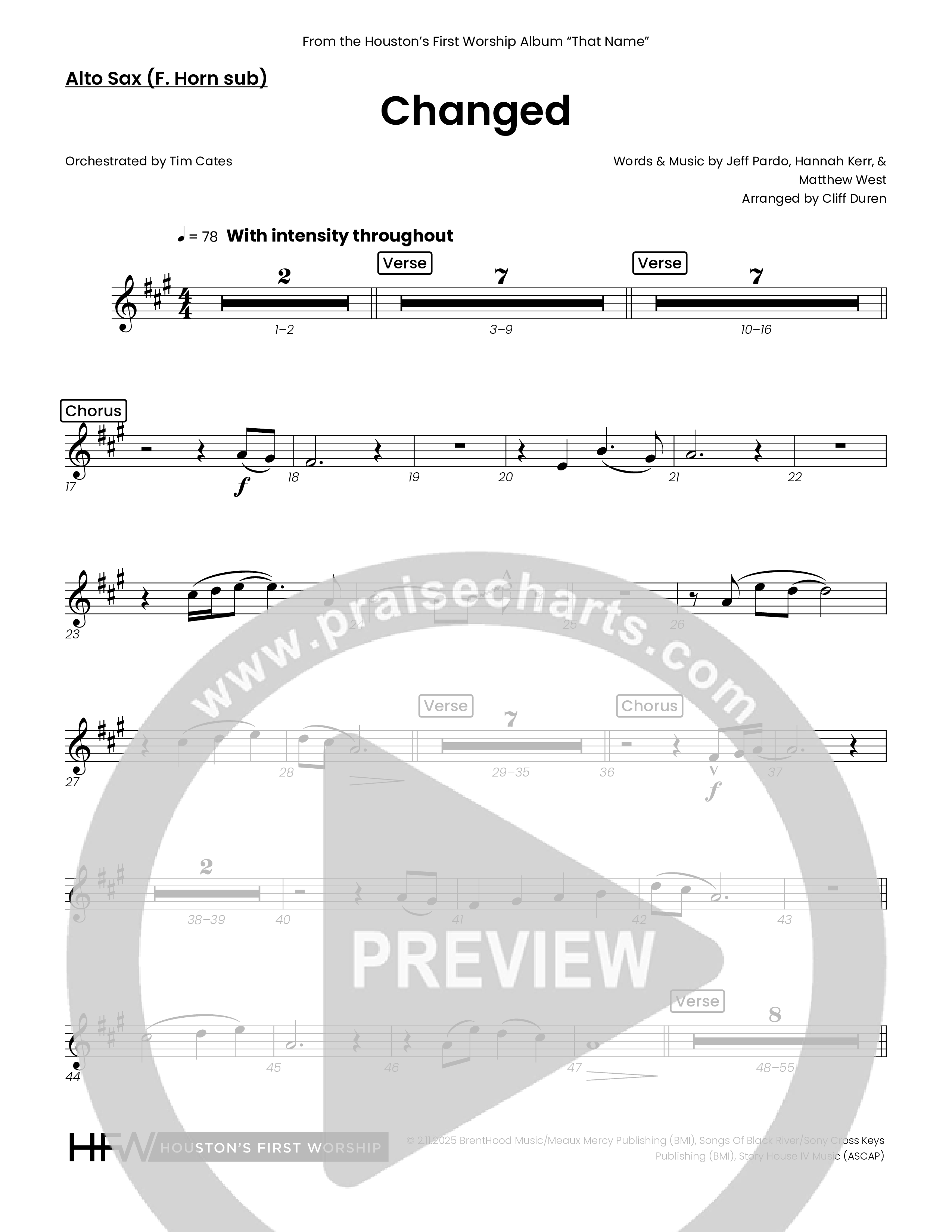 Changed (Choral Anthem SATB) Alto Sax (Houston's First Worship)