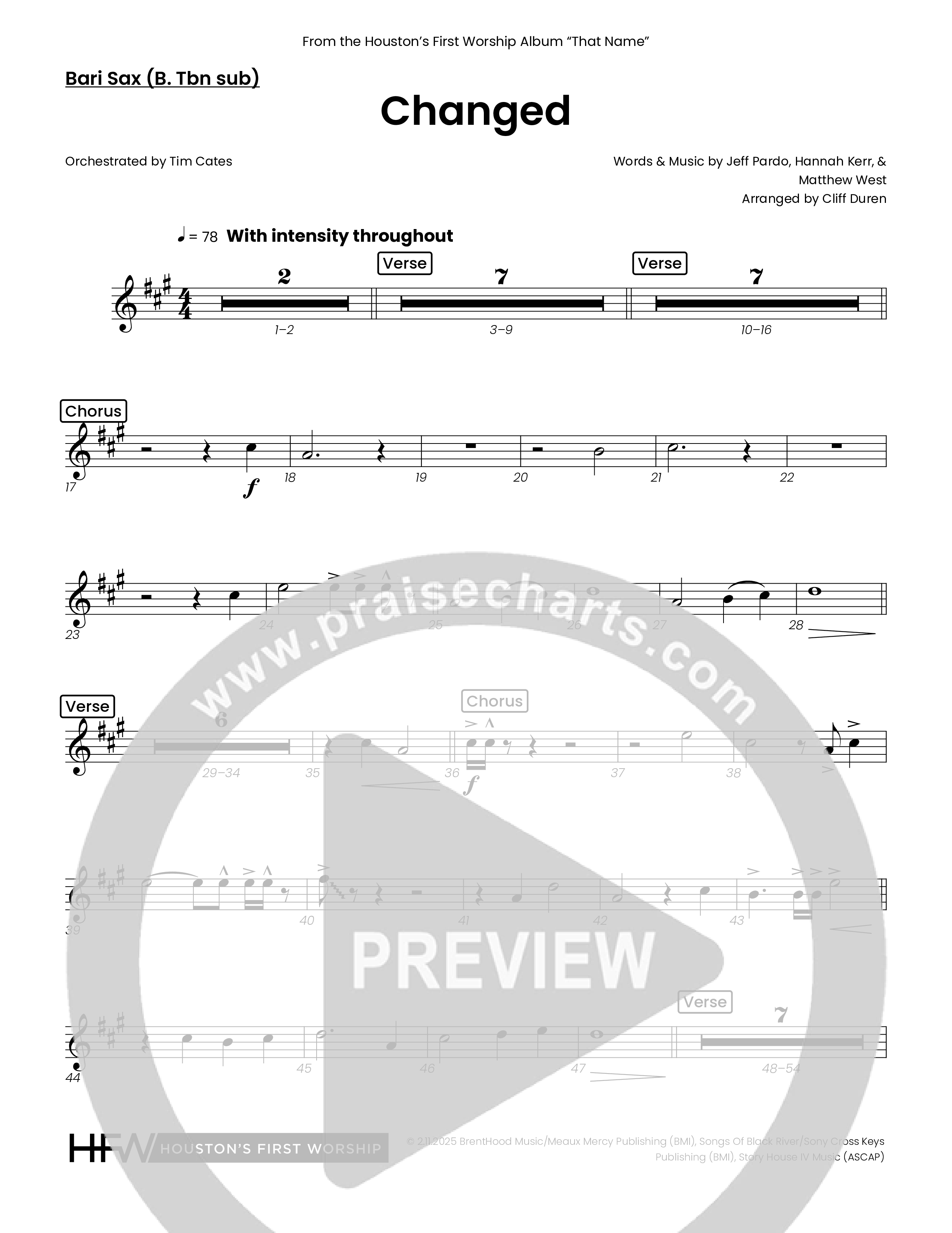 Changed (Choral Anthem SATB) Bari Sax (Houston's First Worship)