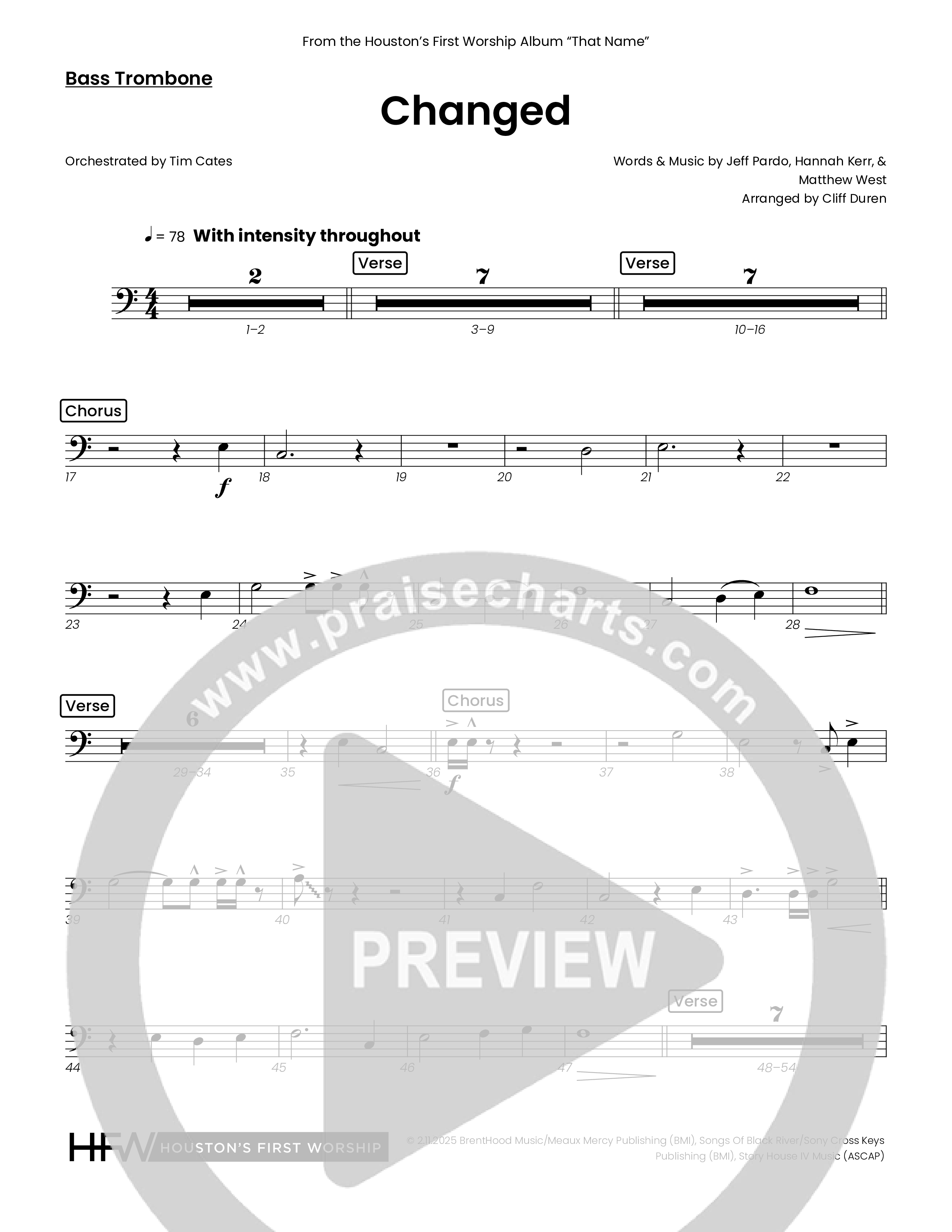 Changed (Choral Anthem SATB) Bass Trombone (Houston's First Worship)