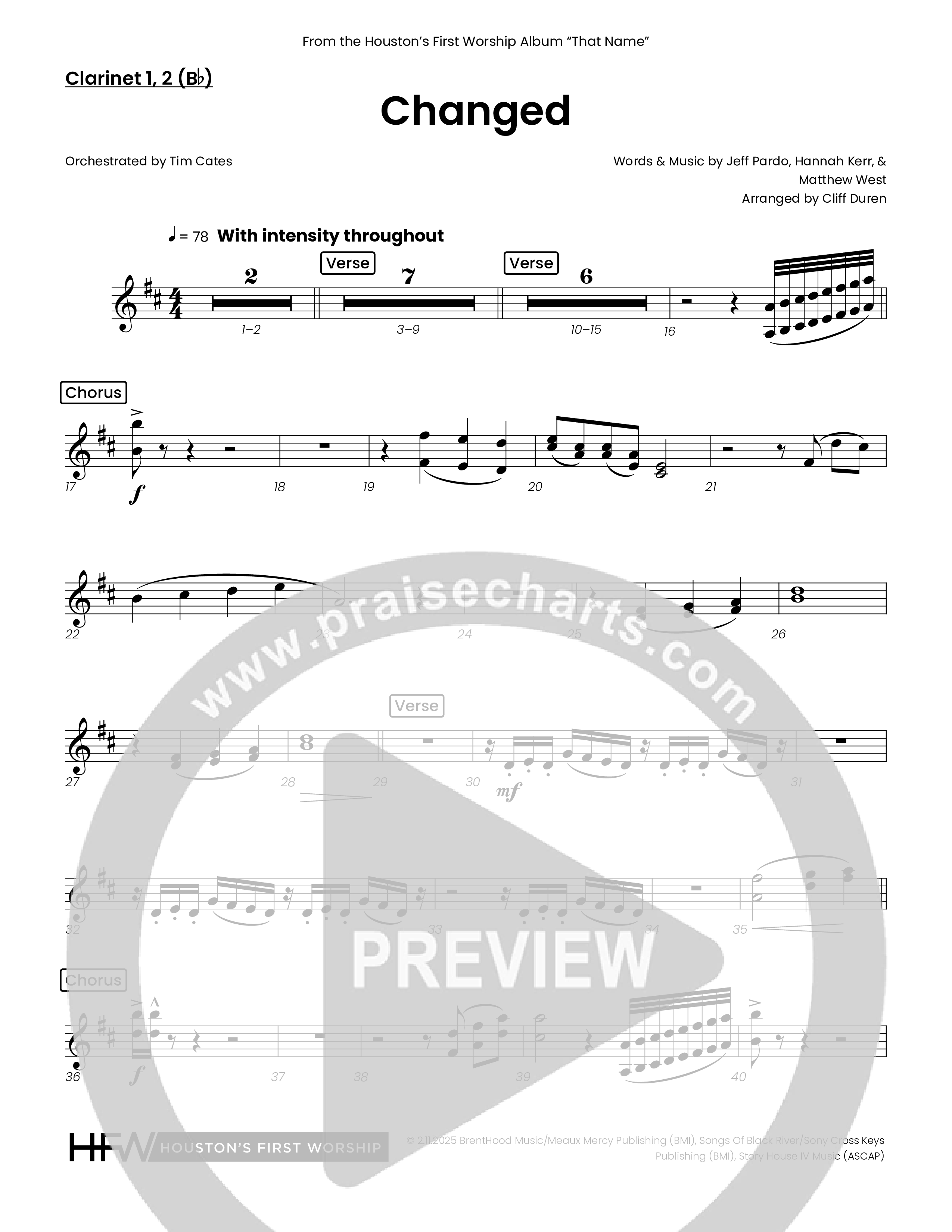 Changed (Choral Anthem SATB) Clarinet 1/2 (Houston's First Worship)