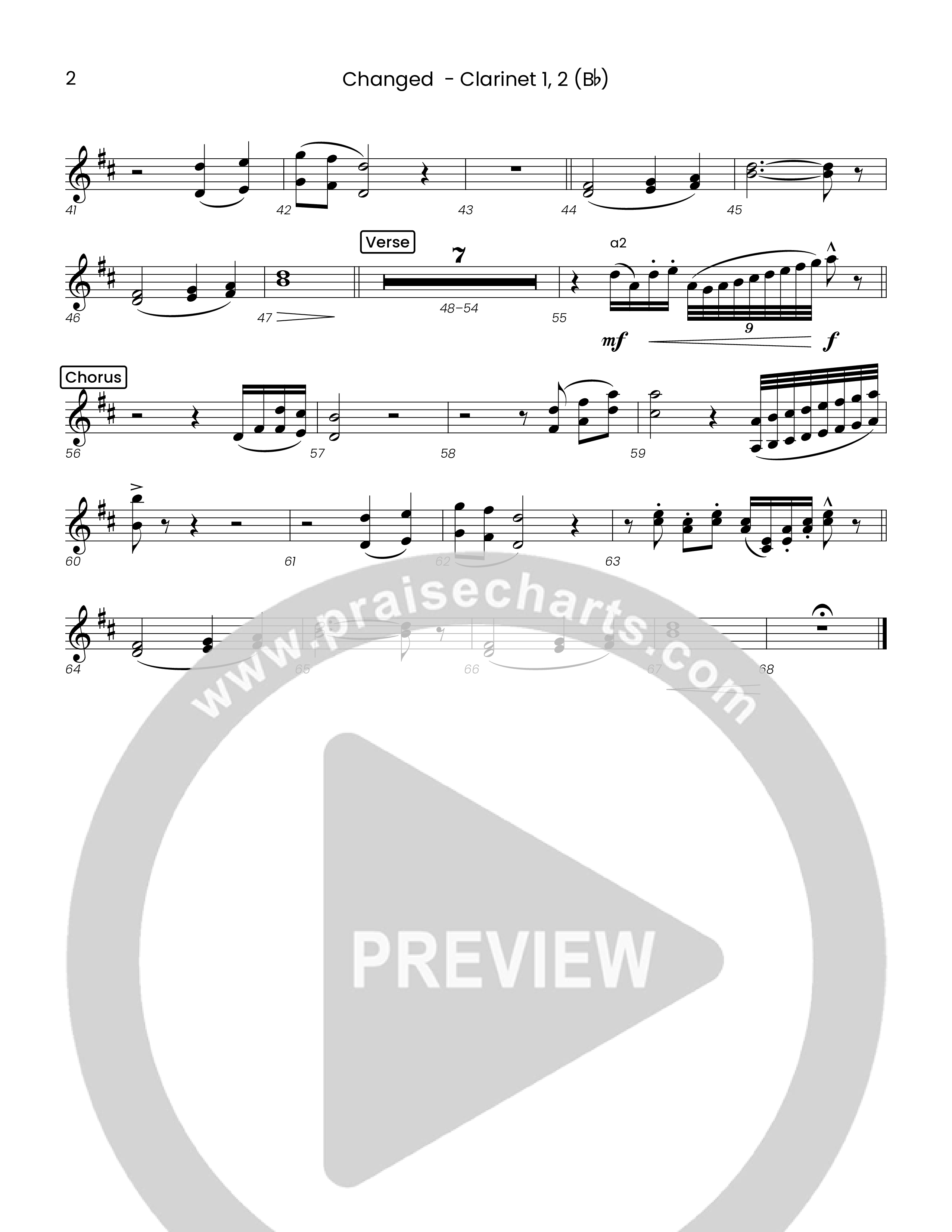 Changed (Choral Anthem SATB) Clarinet 1/2 (Houston's First Worship)