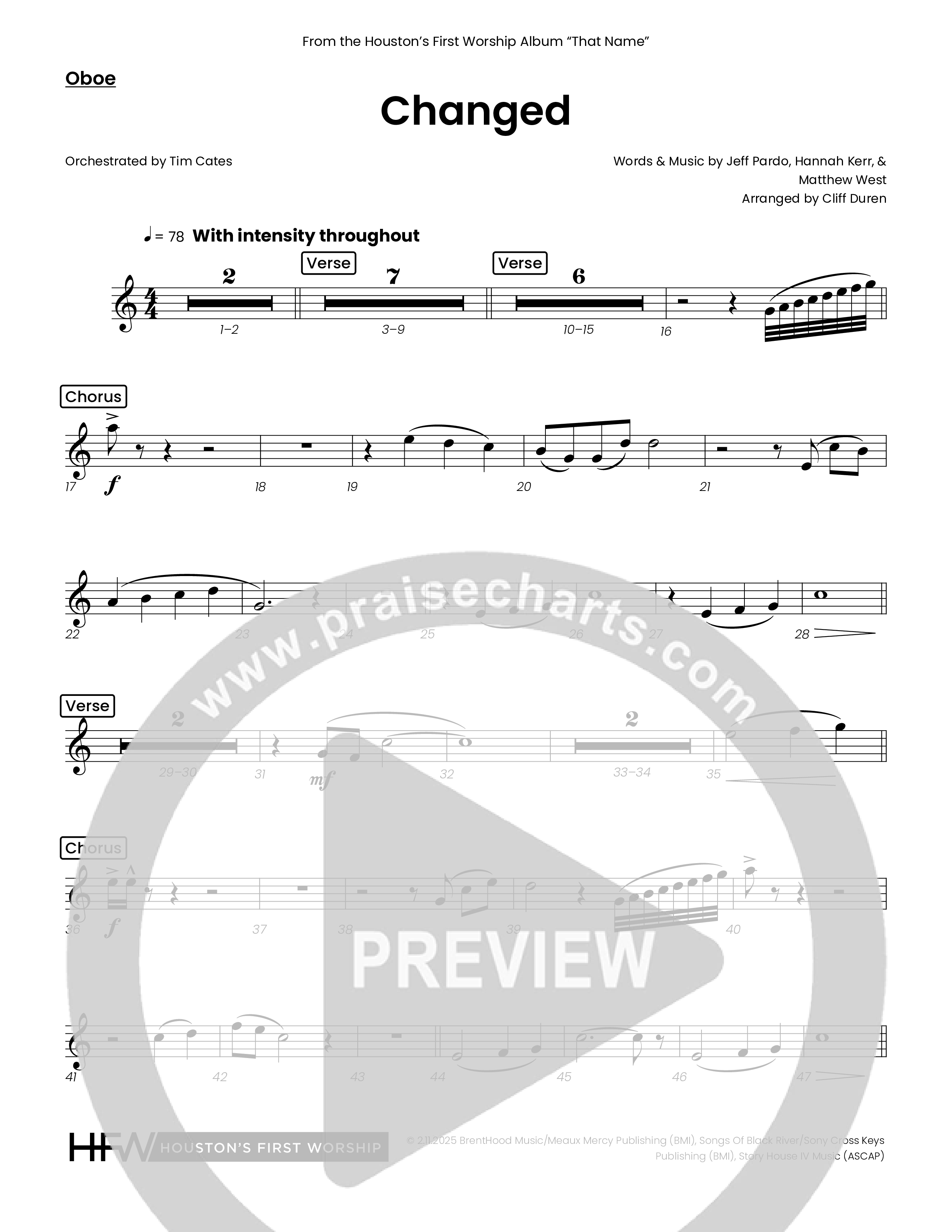 Changed (Choral Anthem SATB) Wind Pack (Houston's First Worship)