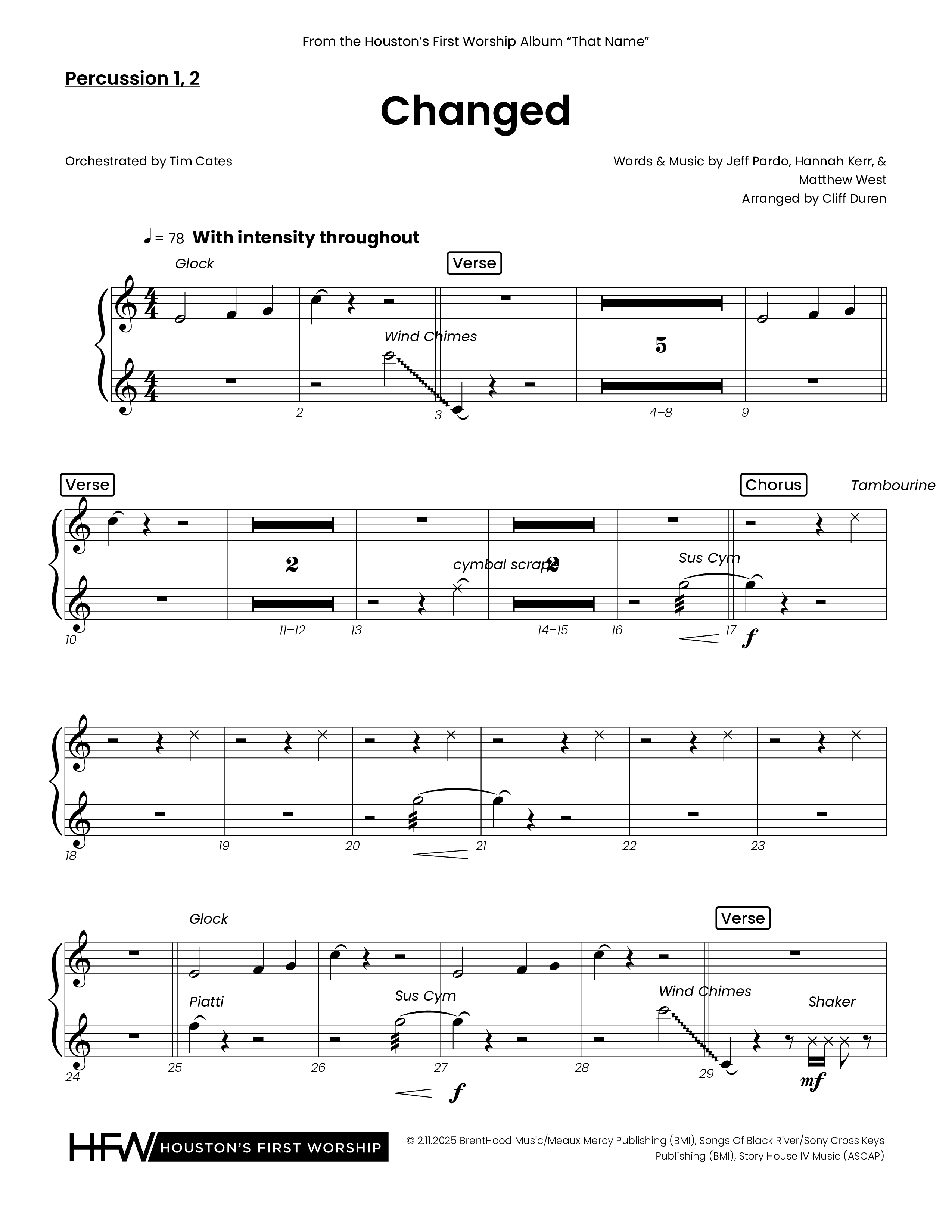 Changed (Choral Anthem SATB) Percussion (Houston's First Worship)