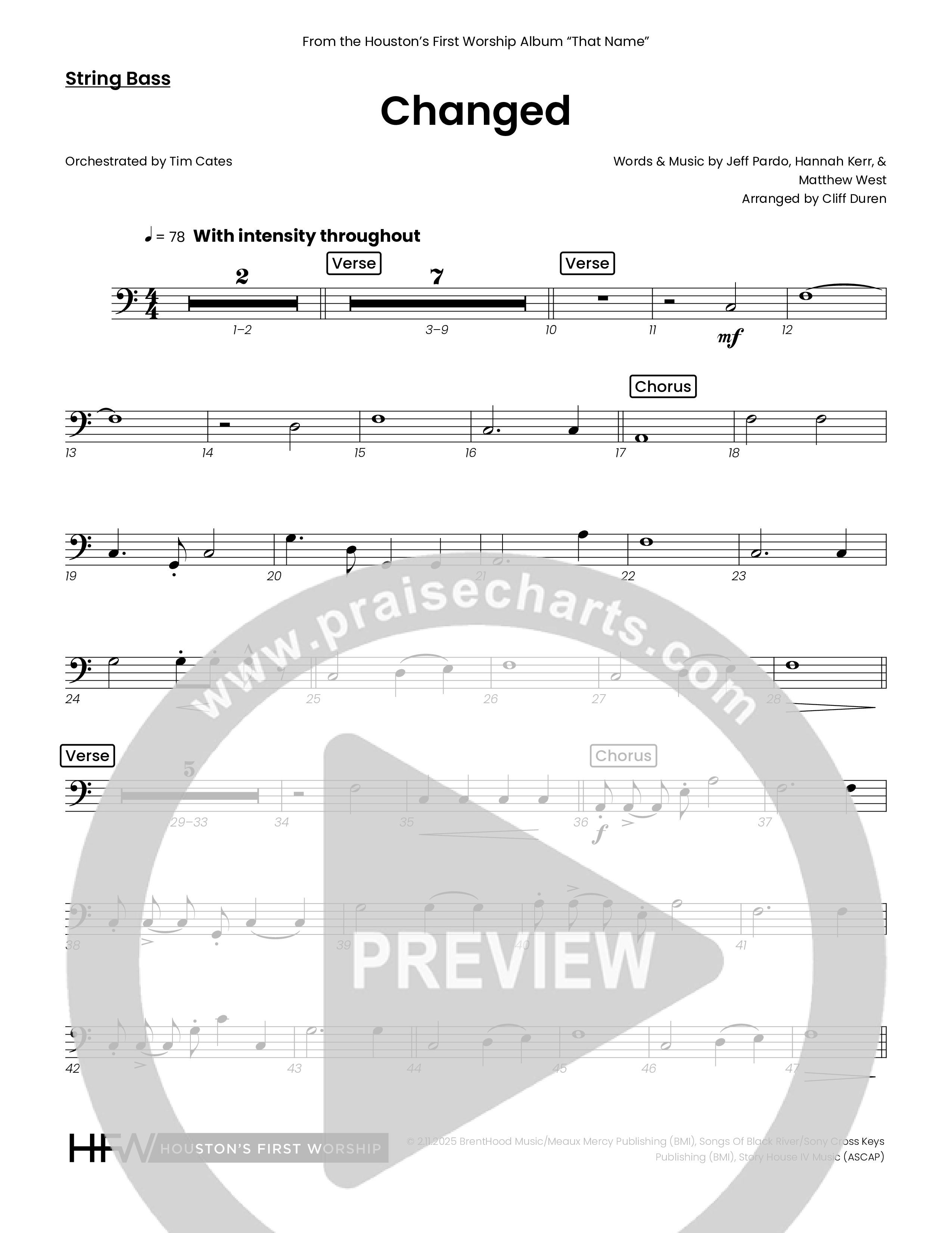 Changed (Choral Anthem SATB) String Bass (Houston's First Worship)