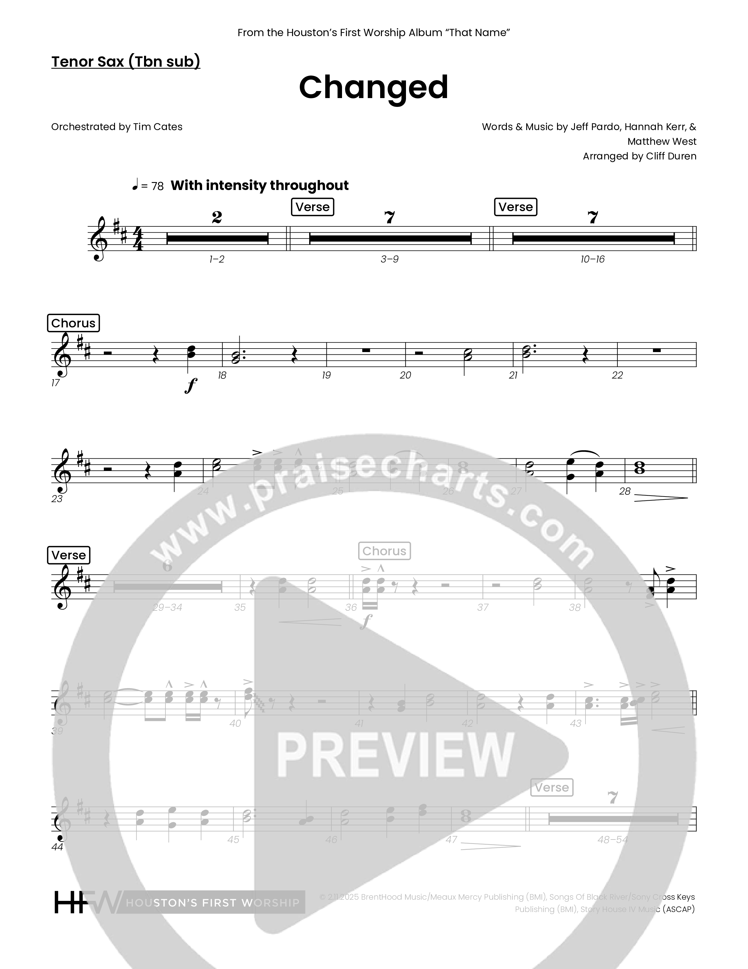 Changed (Choral Anthem SATB) Tenor Sax/Baritone T.C. (Houston's First Worship)