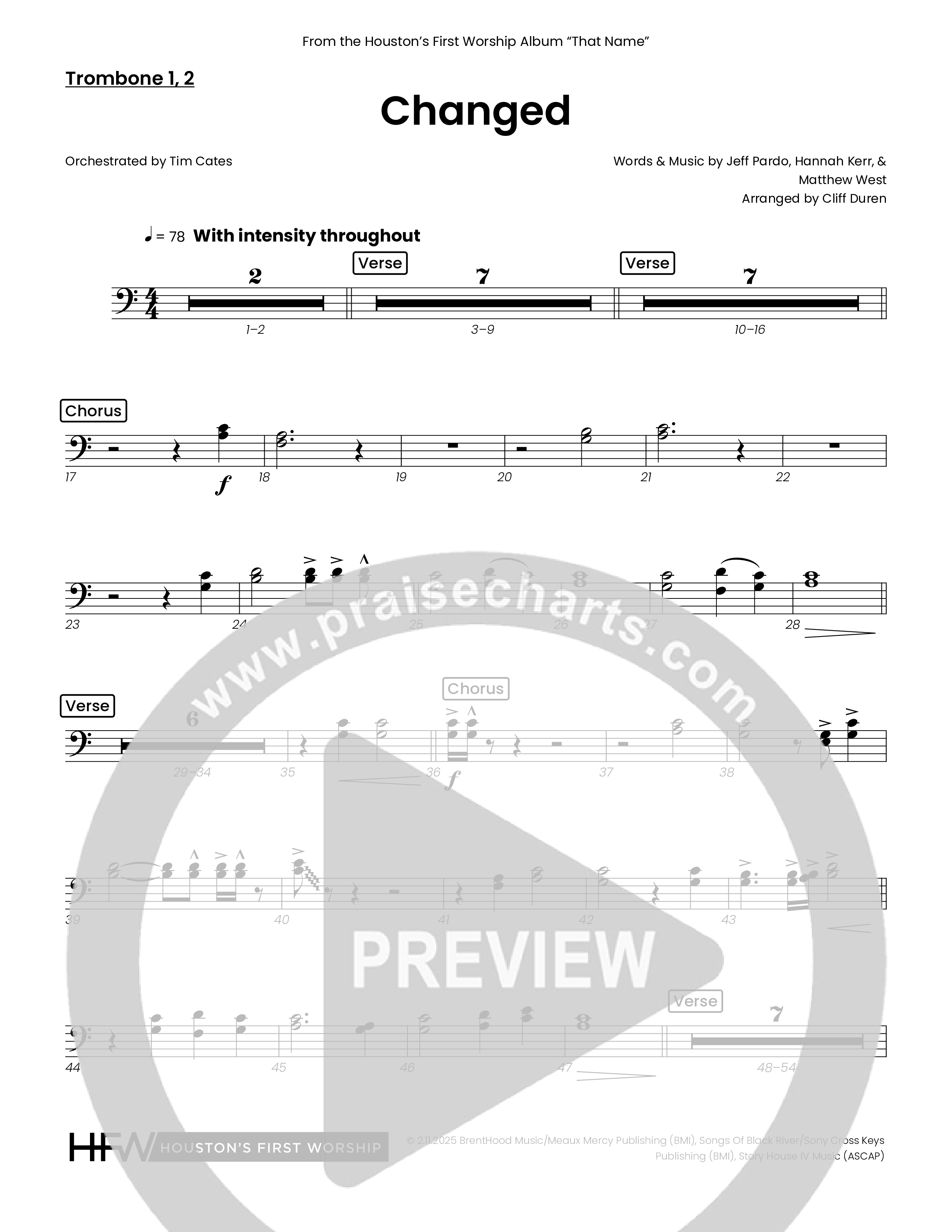 Changed (Choral Anthem SATB) Trombone 1/2 (Houston's First Worship)