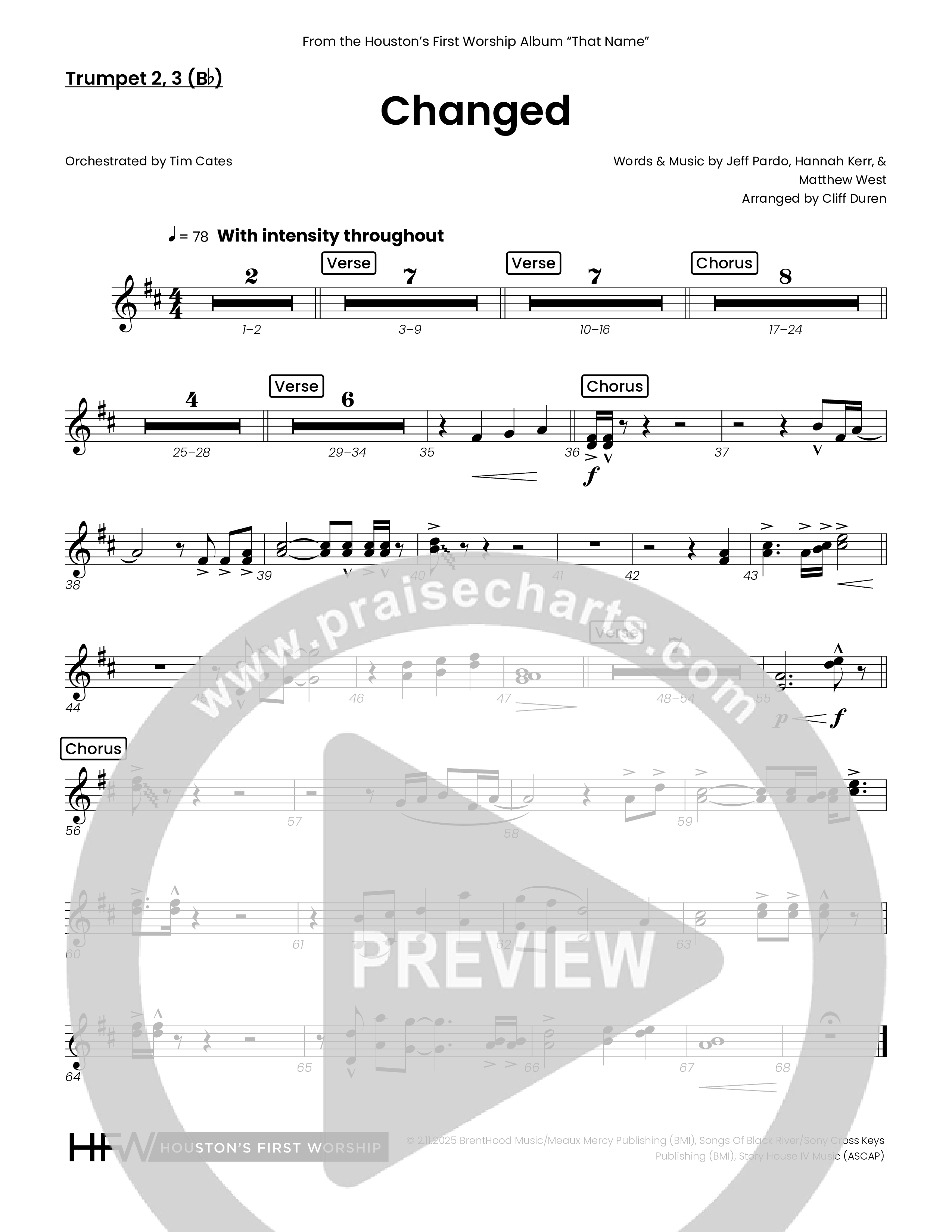 Changed (Choral Anthem SATB) Trumpet 2/3 (Houston's First Worship)