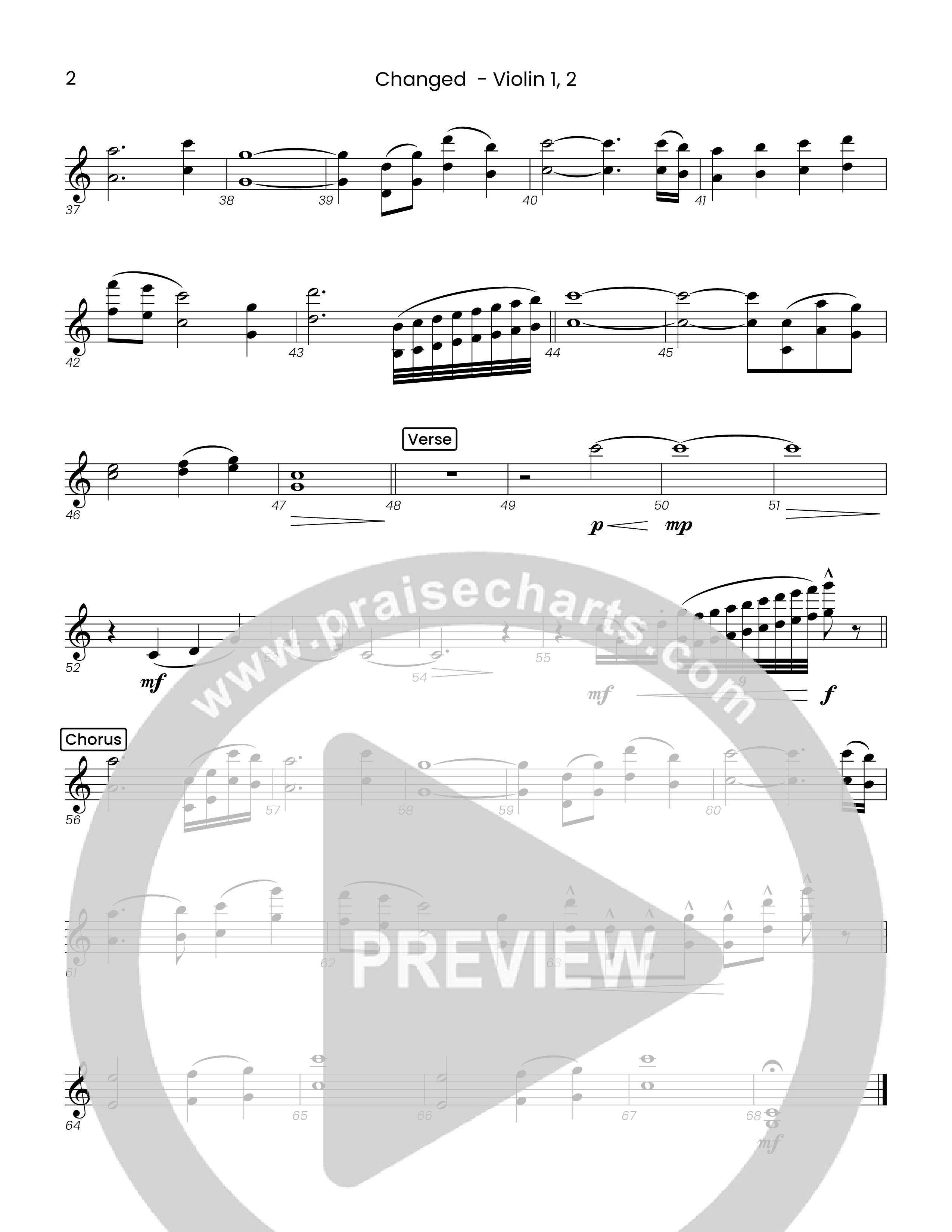 Changed (Choral Anthem SATB) Violin 1/2 (Houston's First Worship)