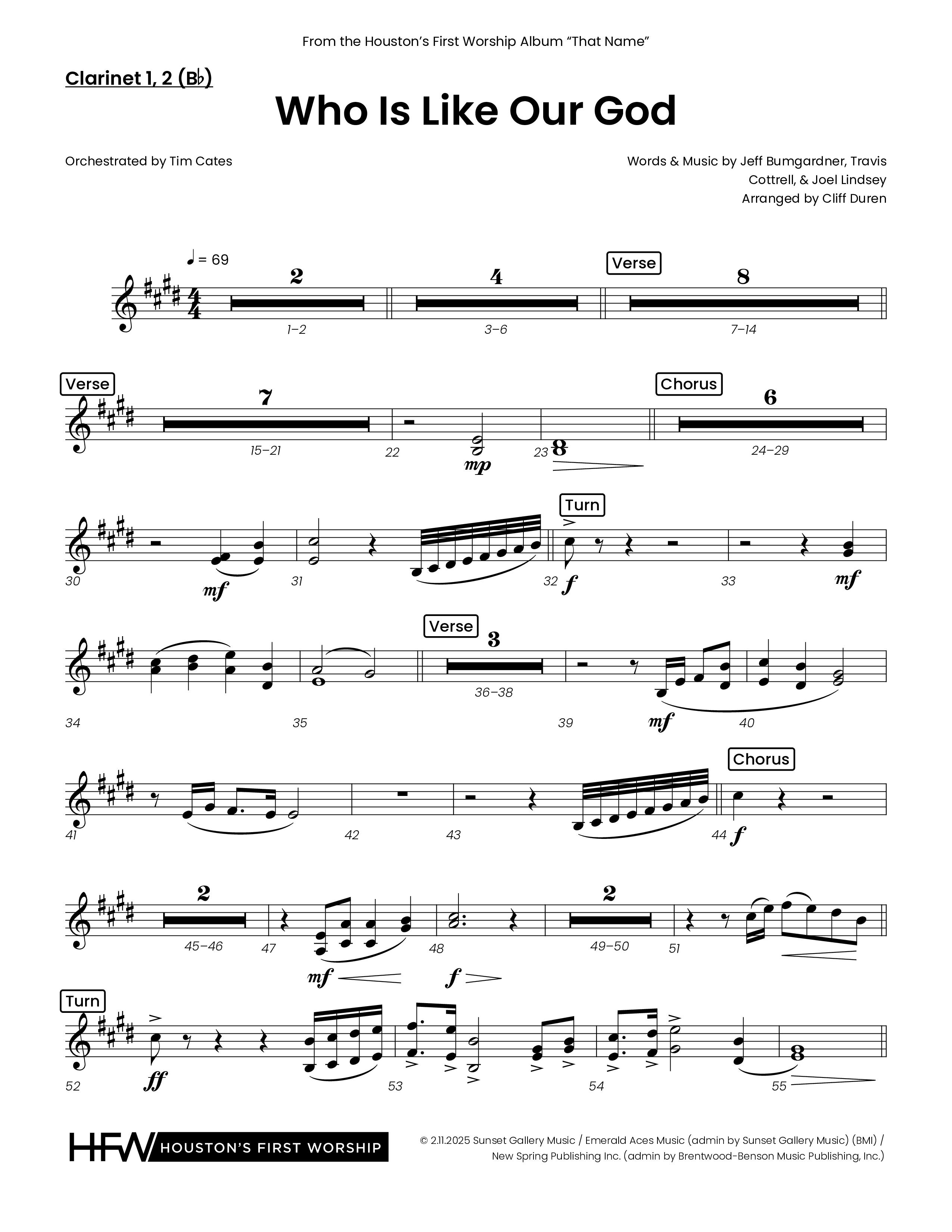 Who Is Like Our God (Choral Anthem SATB) Clarinet 1/2 (Houston's First Worship)