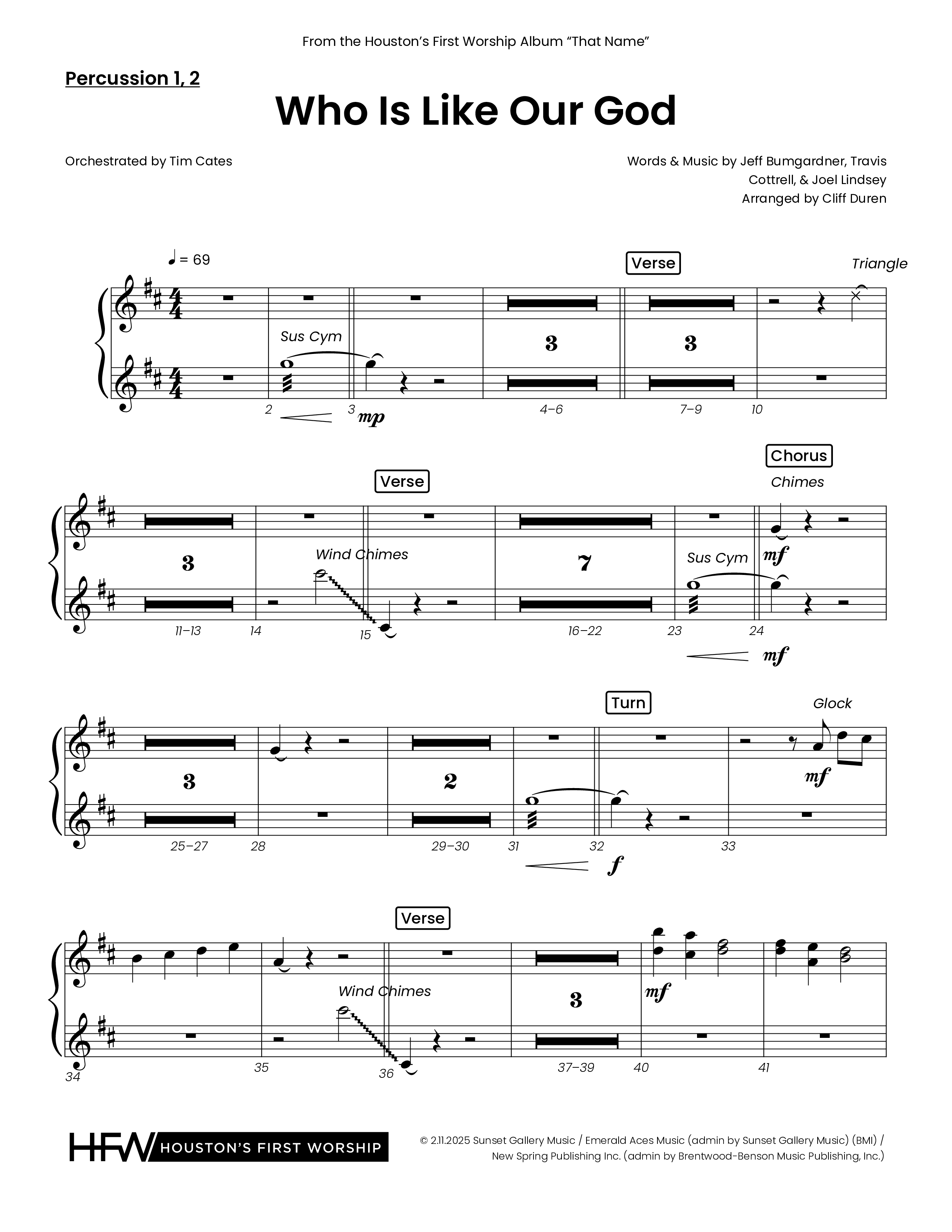 Who Is Like Our God (Choral Anthem SATB) Percussion (Houston's First Worship)