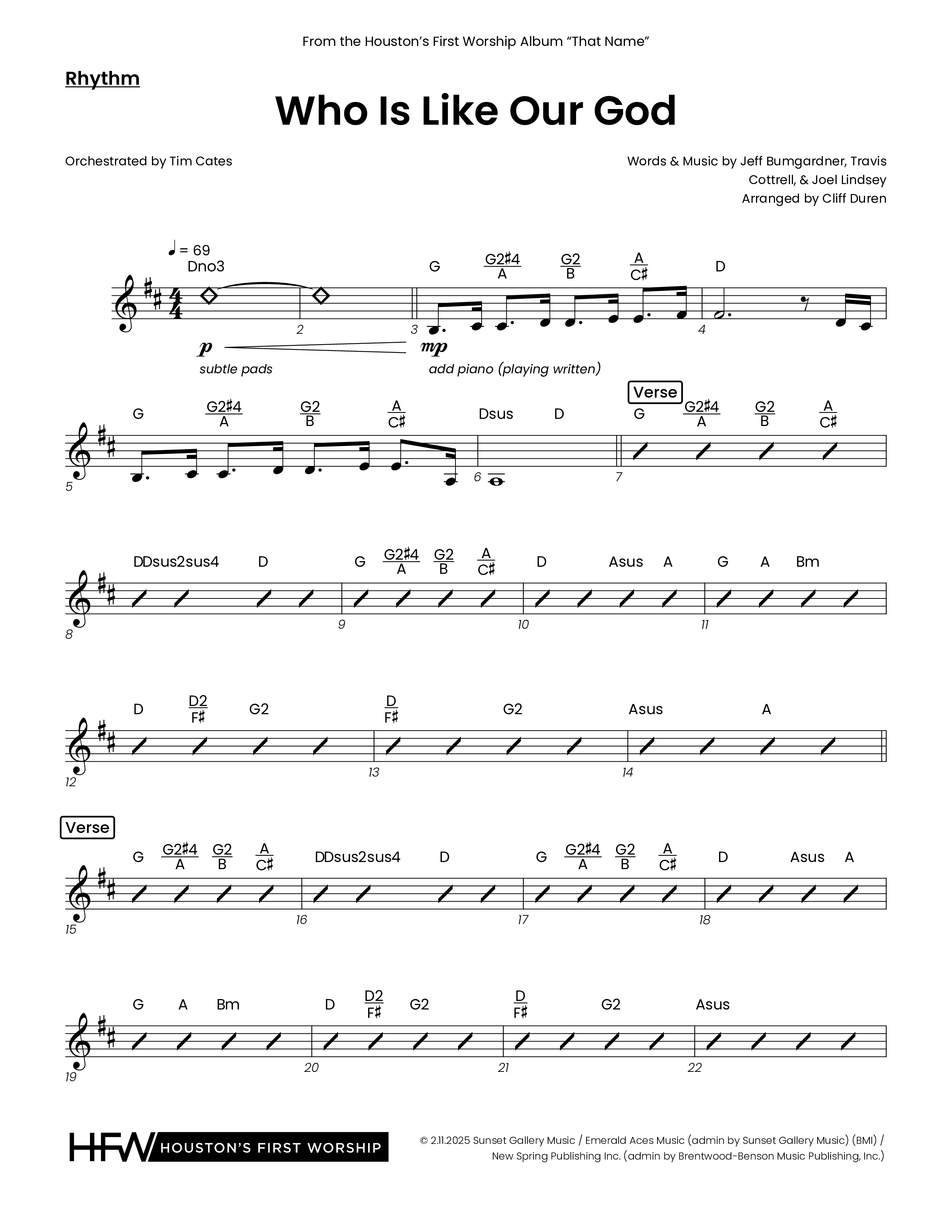 Who Is Like Our God (Choral Anthem SATB) Rhythm Chart (Houston's First Worship)