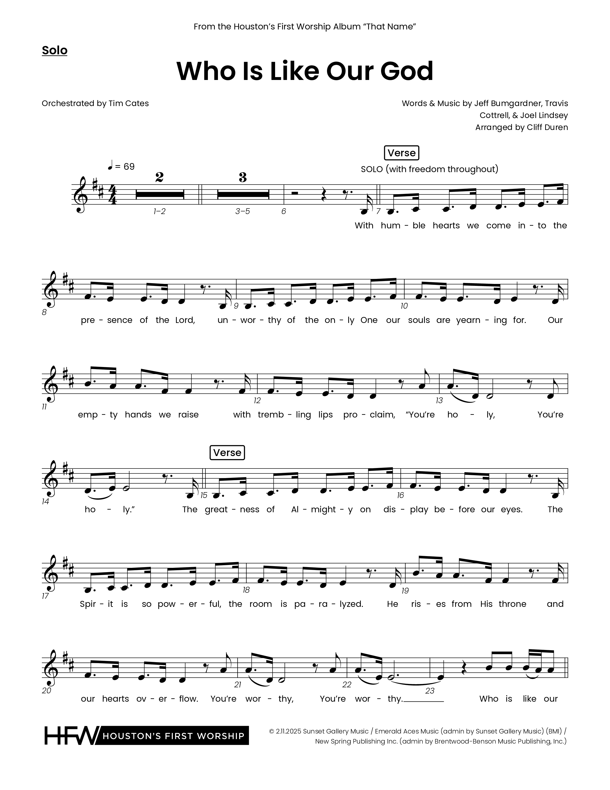 Who Is Like Our God (Choral Anthem SATB) Solo Line (Houston's First Worship)