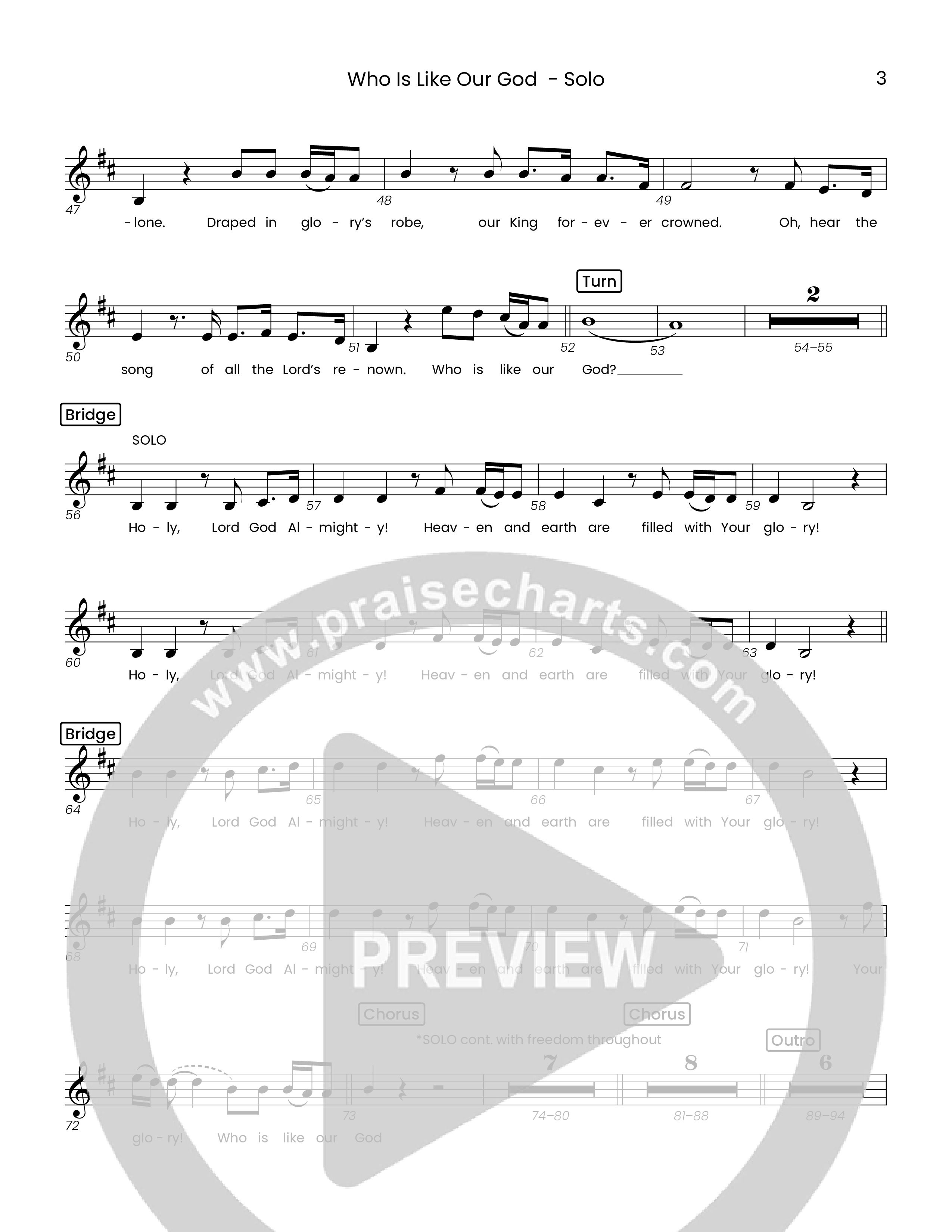 Who Is Like Our God (Choral Anthem SATB) Solo Line (Houston's First Worship)